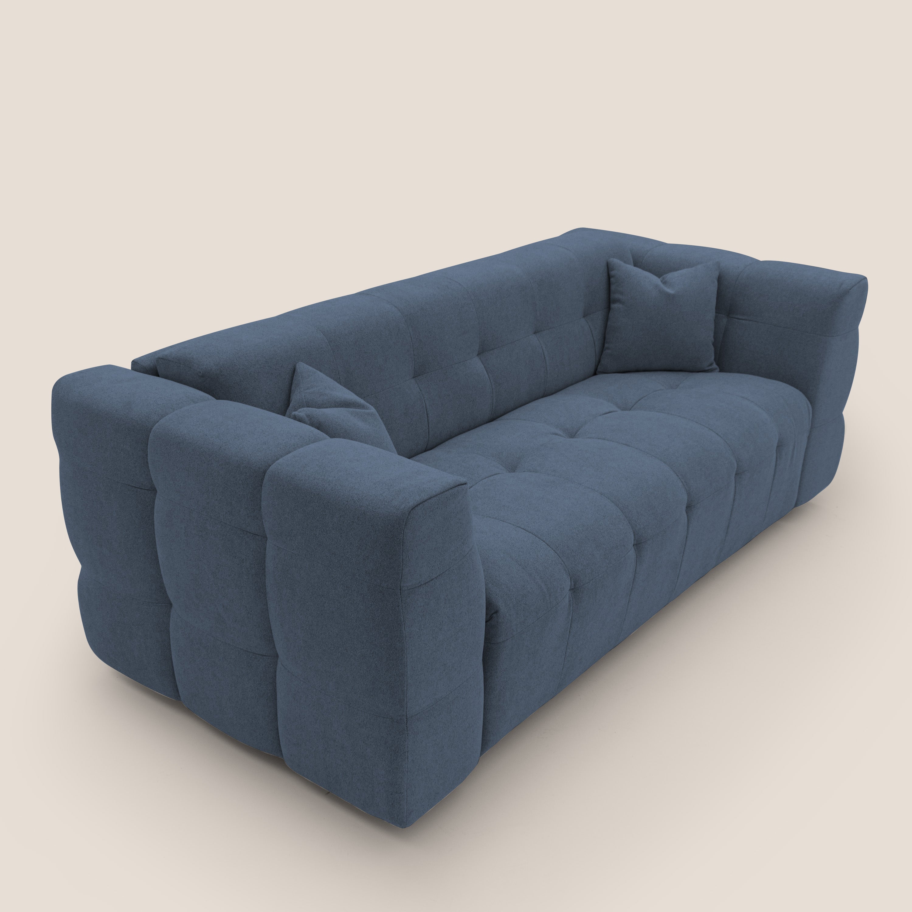 Tender Divano letto matrimoniale dal design innovativo in tessuto bouclet impermeabile T07 blu - divani.store