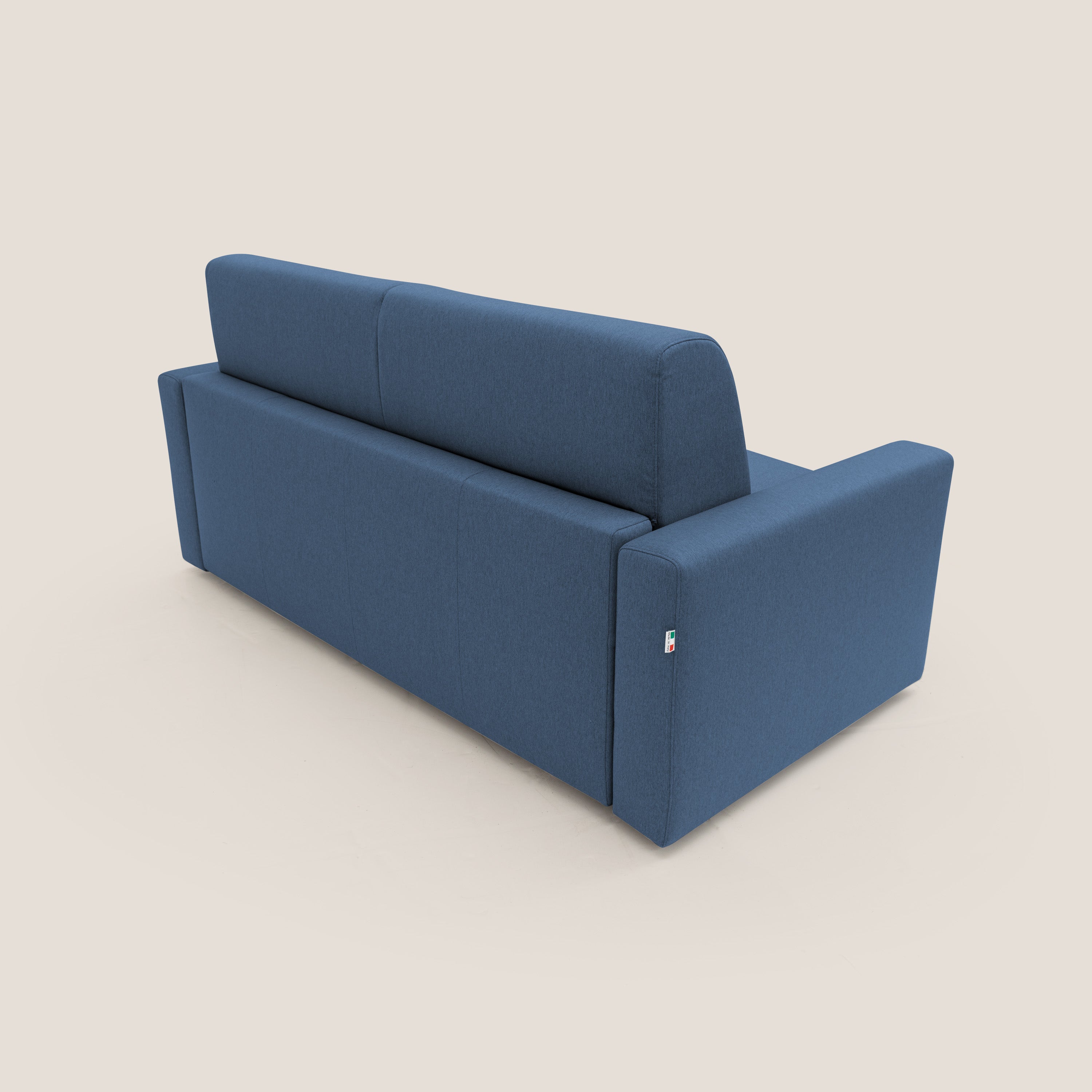 Kansas Divano letto matrimoniale alto 20 cm in tessuto impermeabile misto cotone T13 blu - divani.store