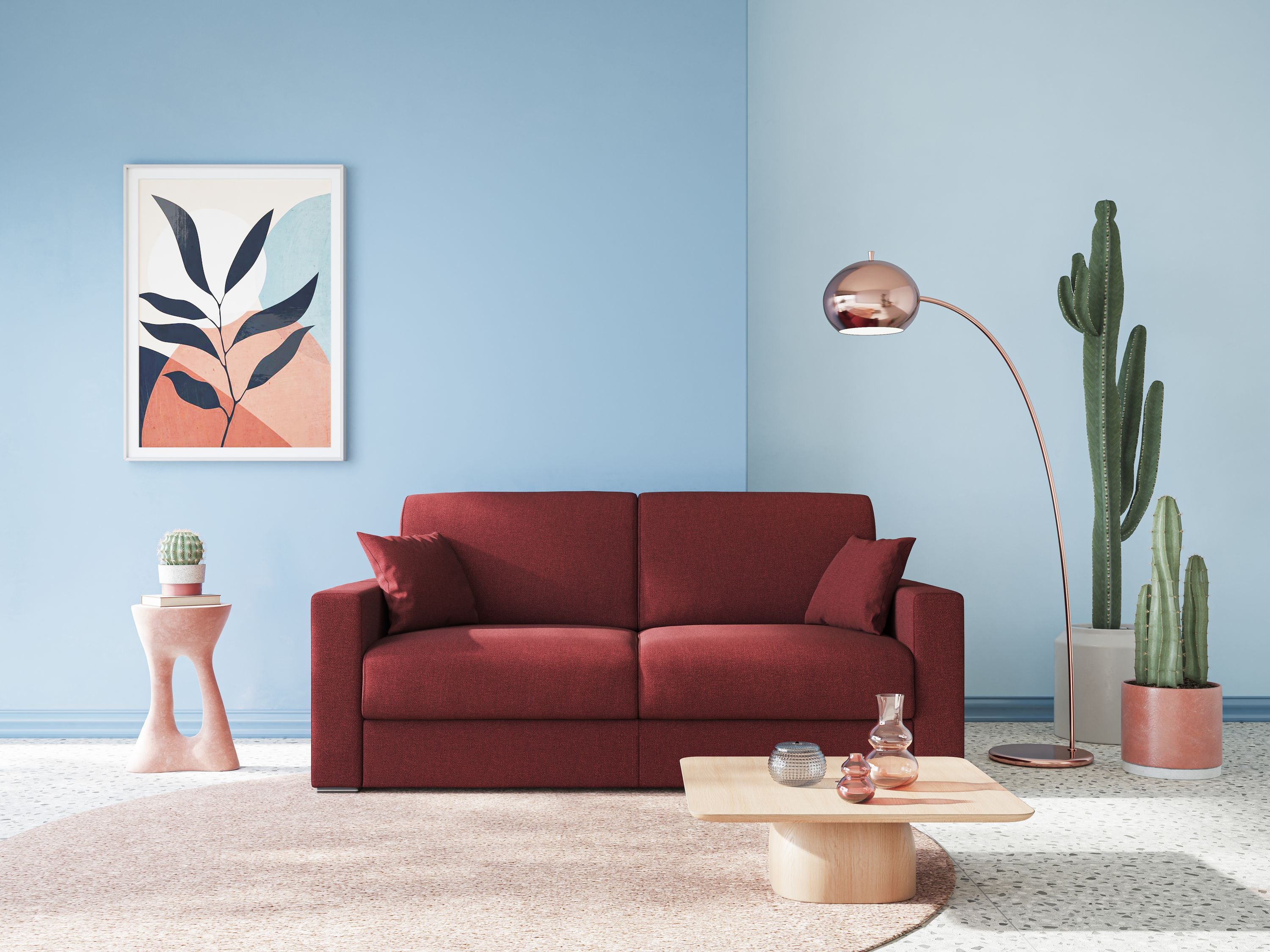 Best Divano letto matrimoniale in tessuto smacchiabile QuickClean T08 blu - divani.store