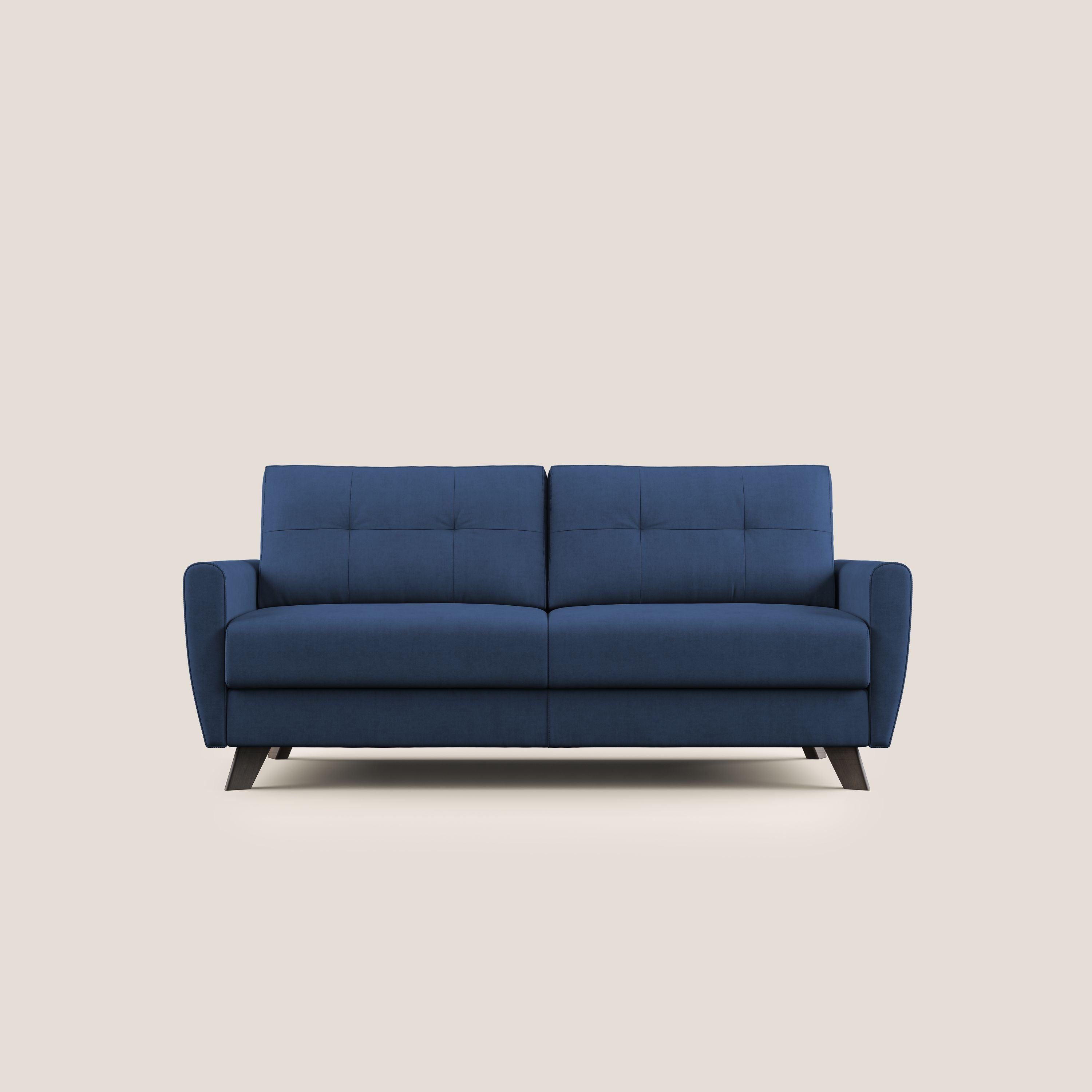 Callisto Divano letto matrimoniale in tessuto morbido impermeabile T02 blu - divani.store