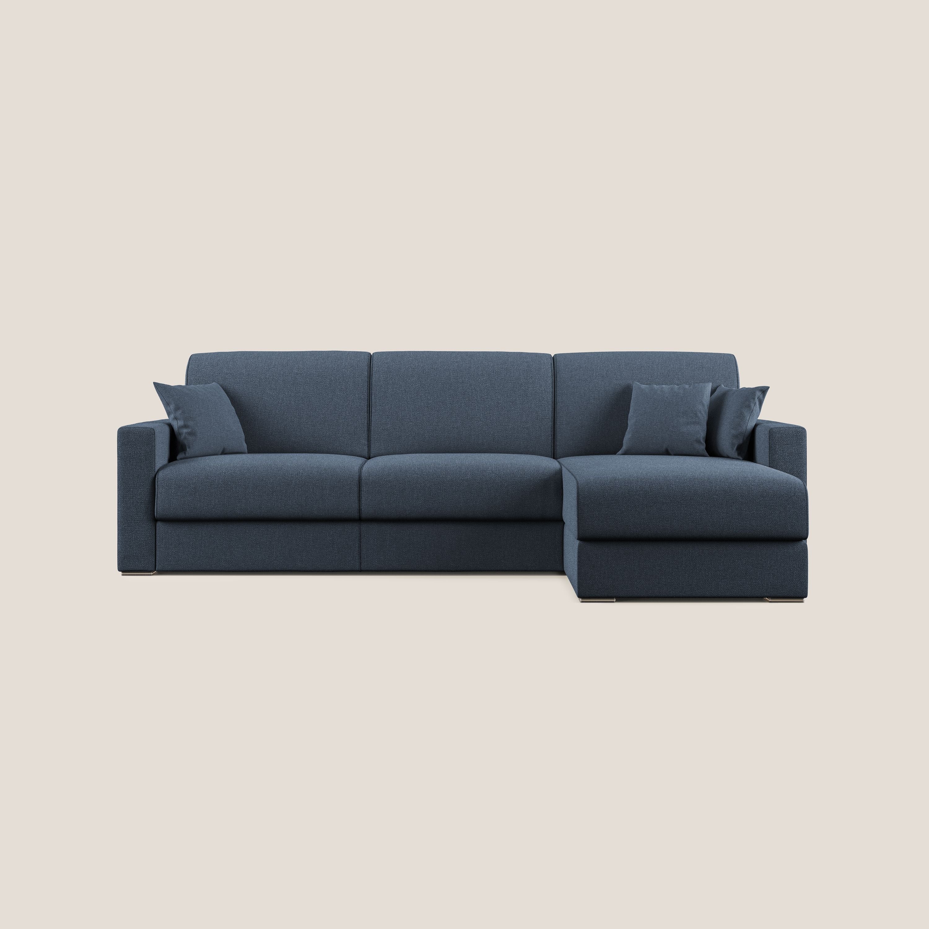 Best Divano letto angolare con penisola in tessuto smacchiabile QuickClean T08 blu - divani.store