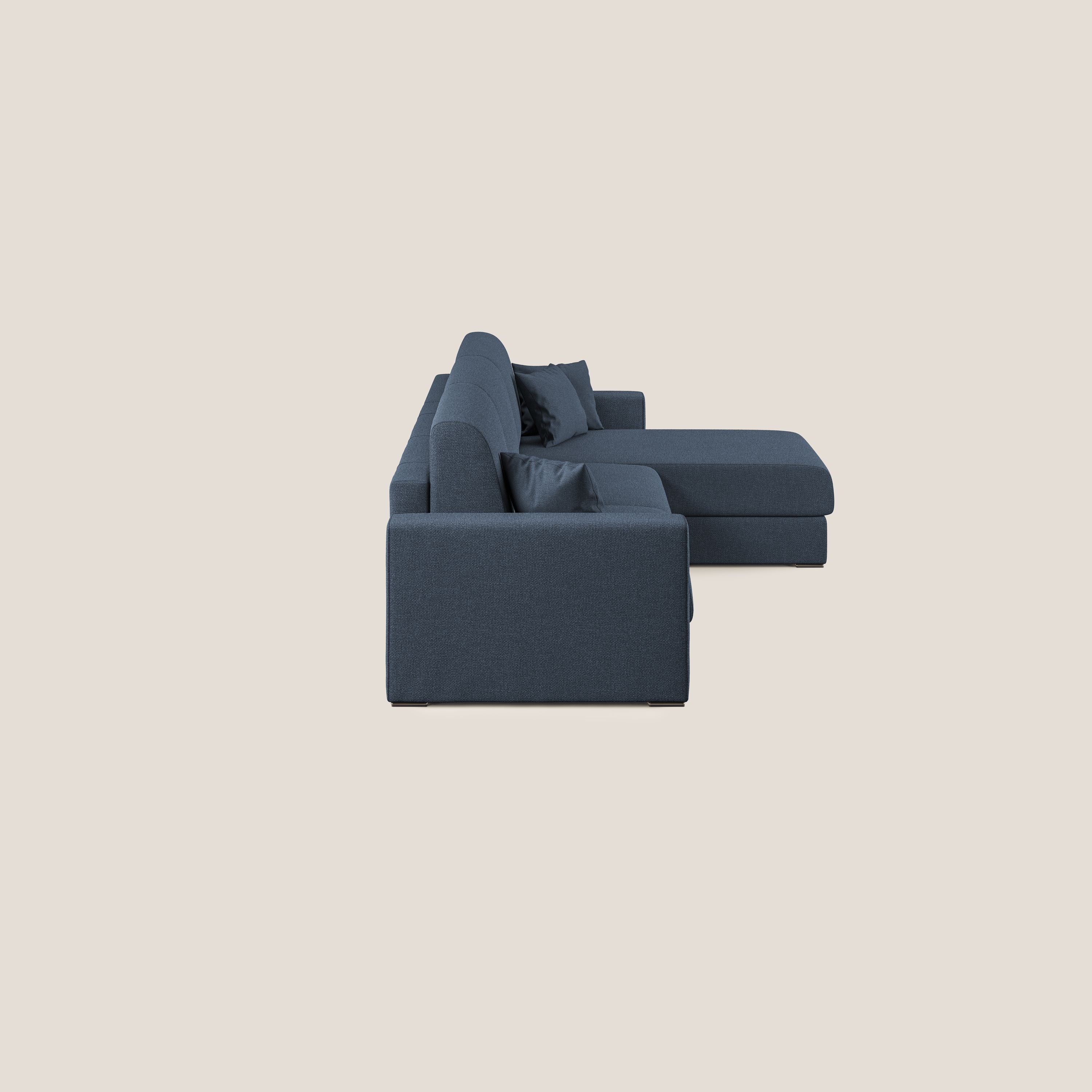 Best Divano letto angolare con penisola in tessuto smacchiabile QuickClean T08 blu - divani.store