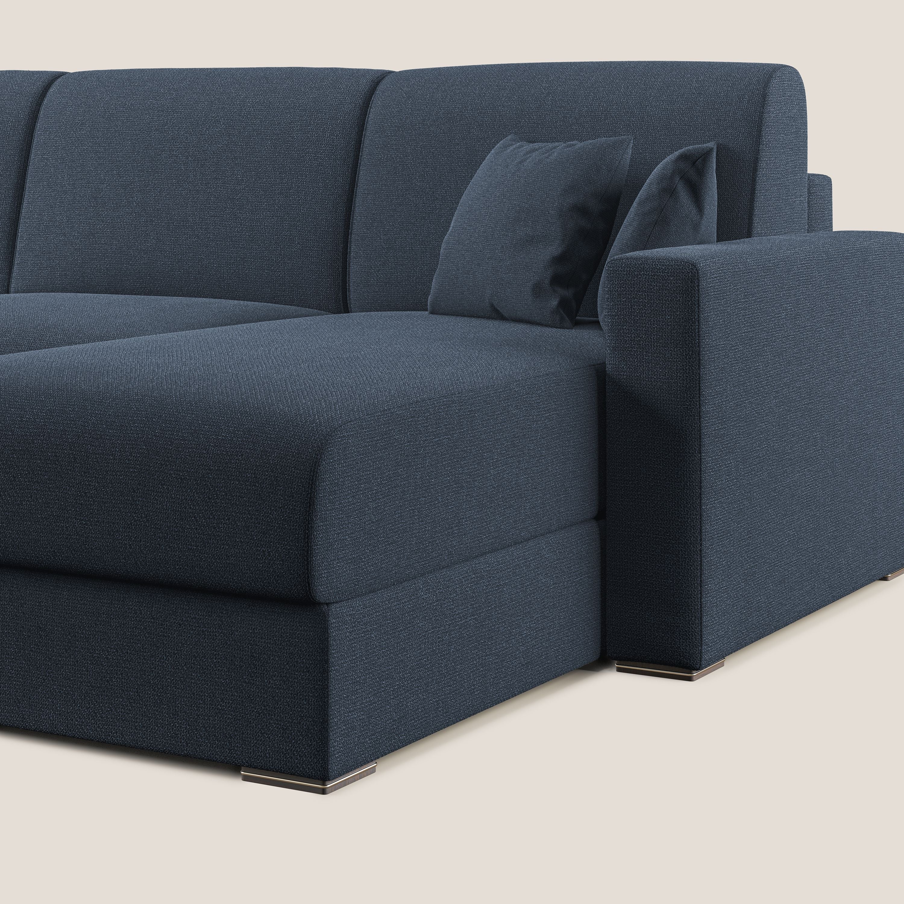 Best Divano letto angolare con penisola in tessuto smacchiabile QuickClean T08 blu - divani.store