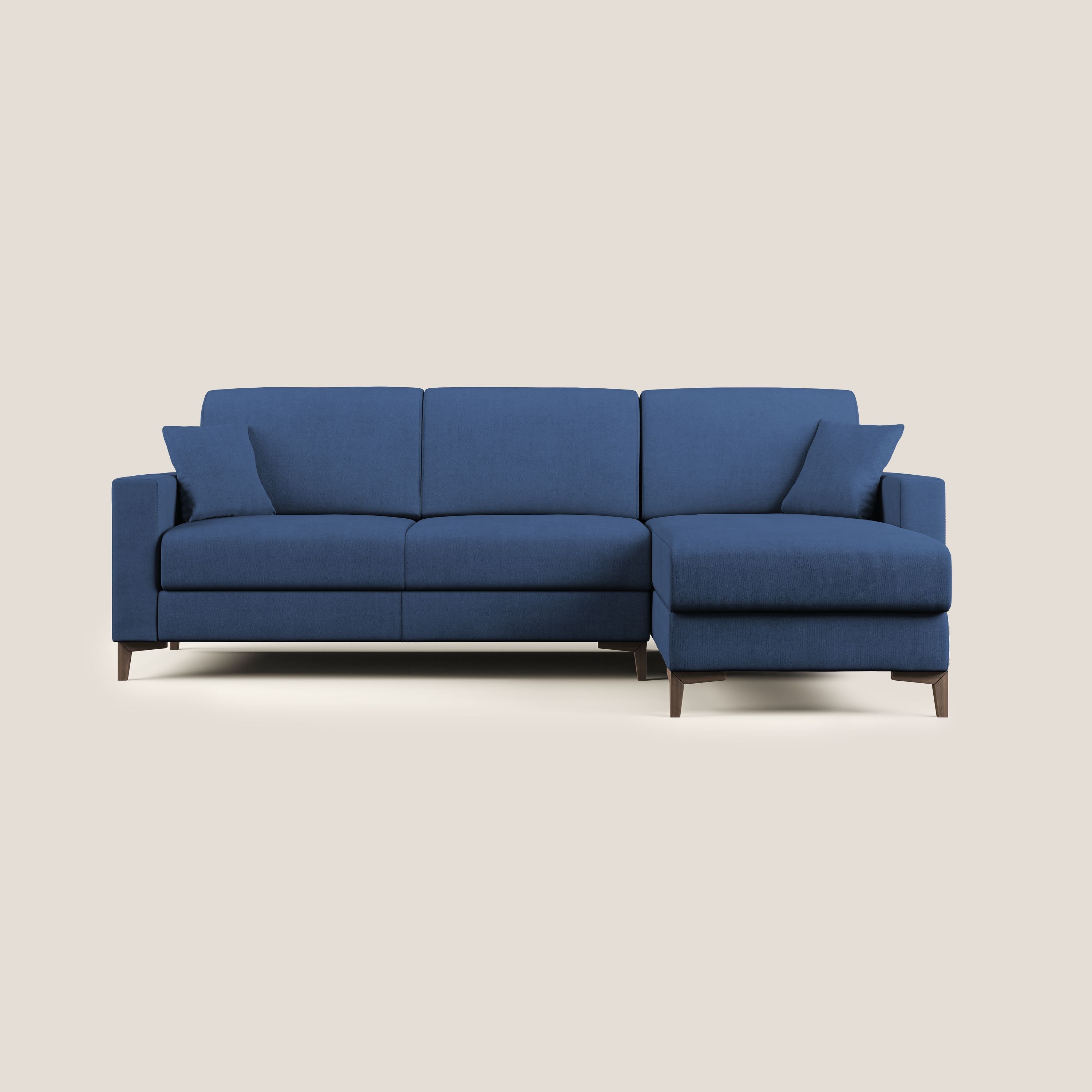 Kafka divano letto angolare in morbido tessuto impermeabile T02 blu - divani.store