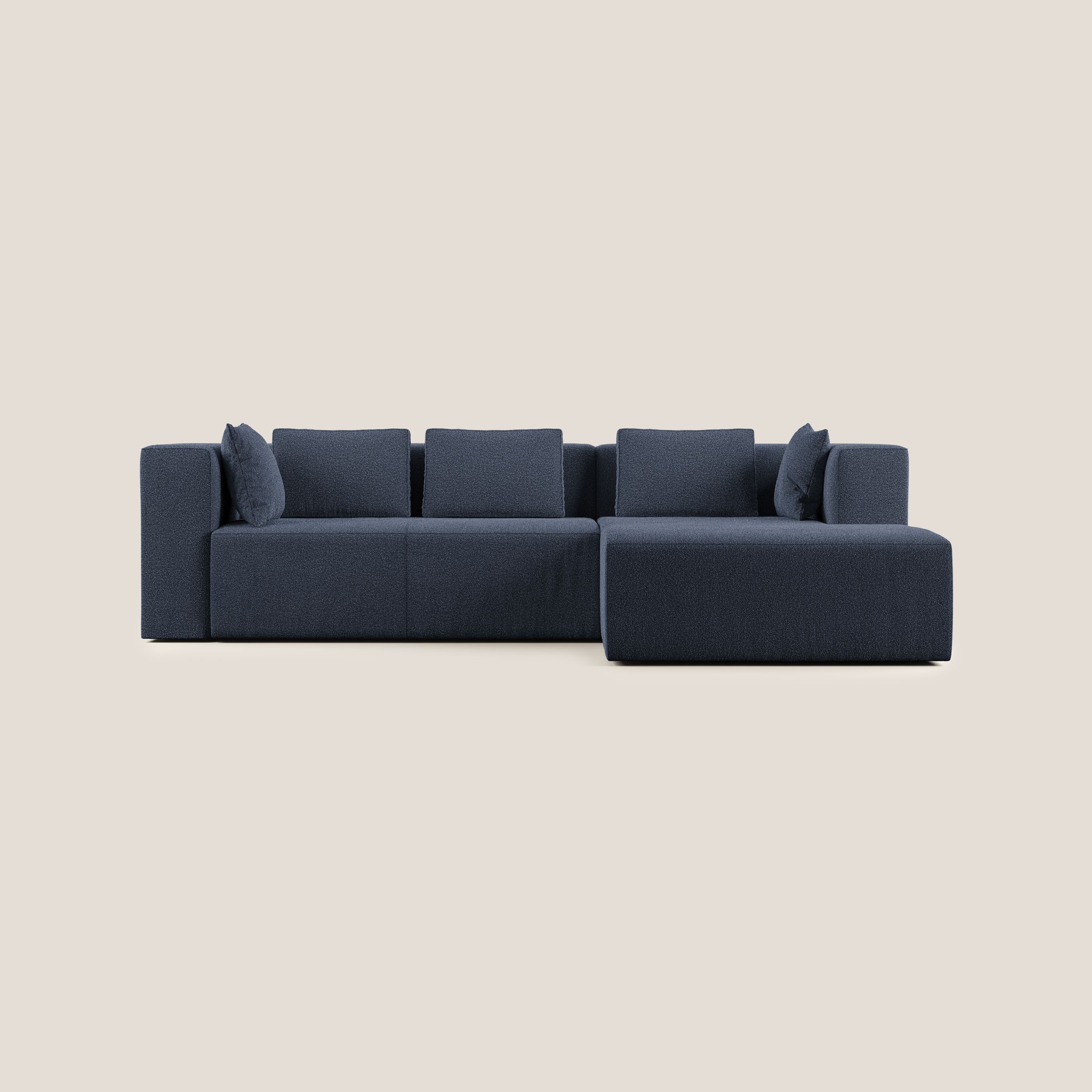 Nettuno divano angolare componibile in morbido tessuto bouclè T07 blu - divani.store