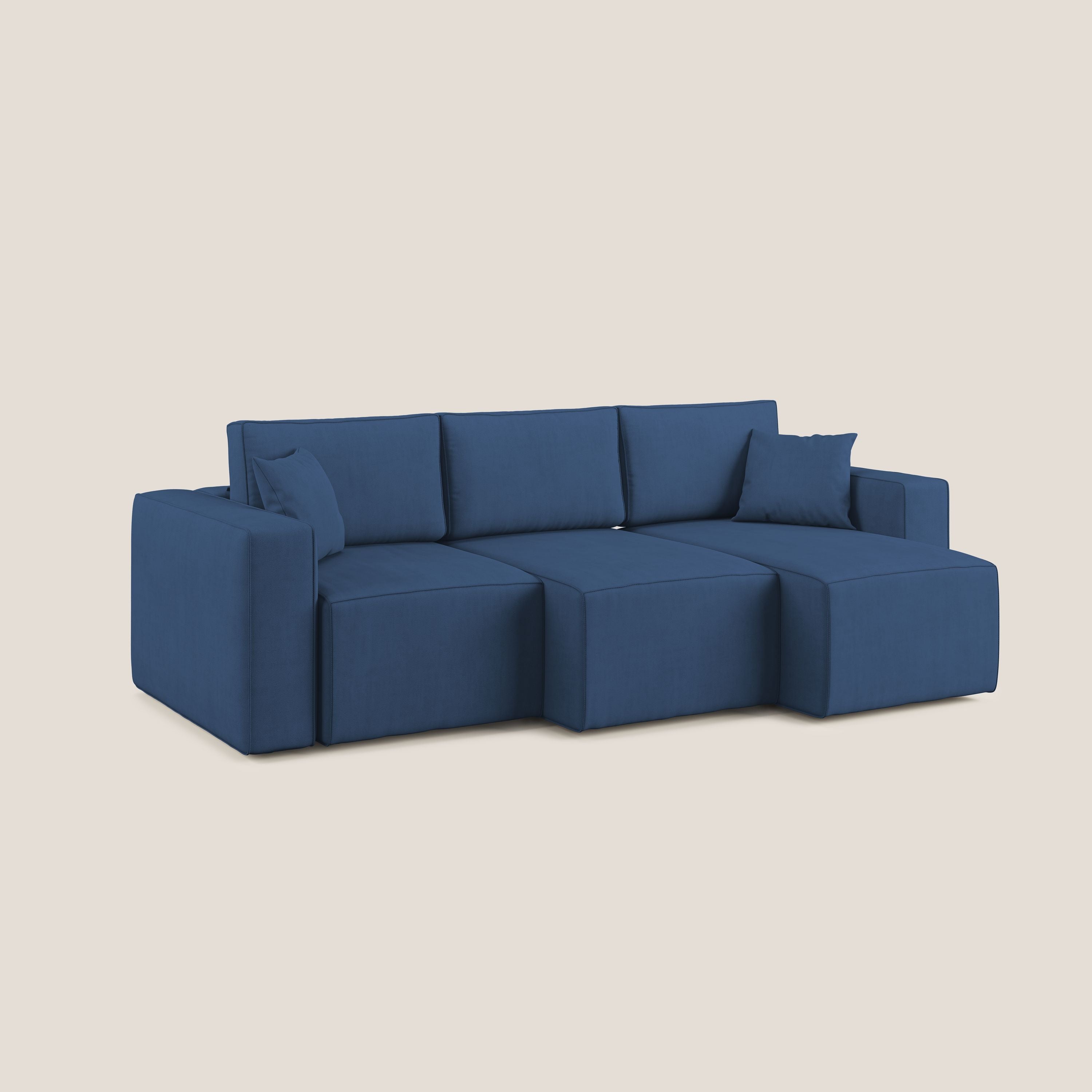 Morfeo divano con 3 sedute estraibili in morbido tessuto impermeabile T02 blu - divani.store