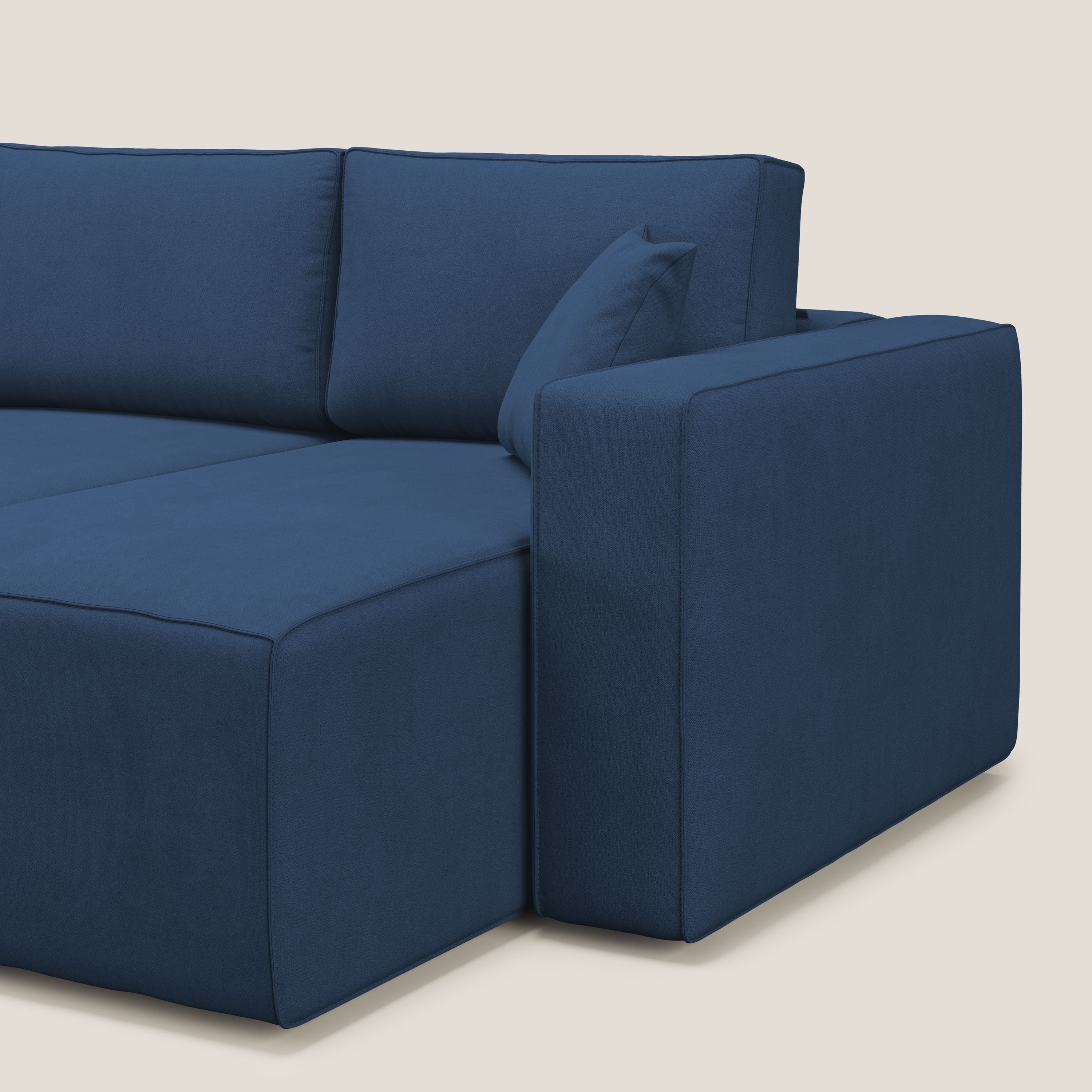 Morfeo divano con 3 sedute estraibili in morbido tessuto impermeabile T02 blu - divani.store