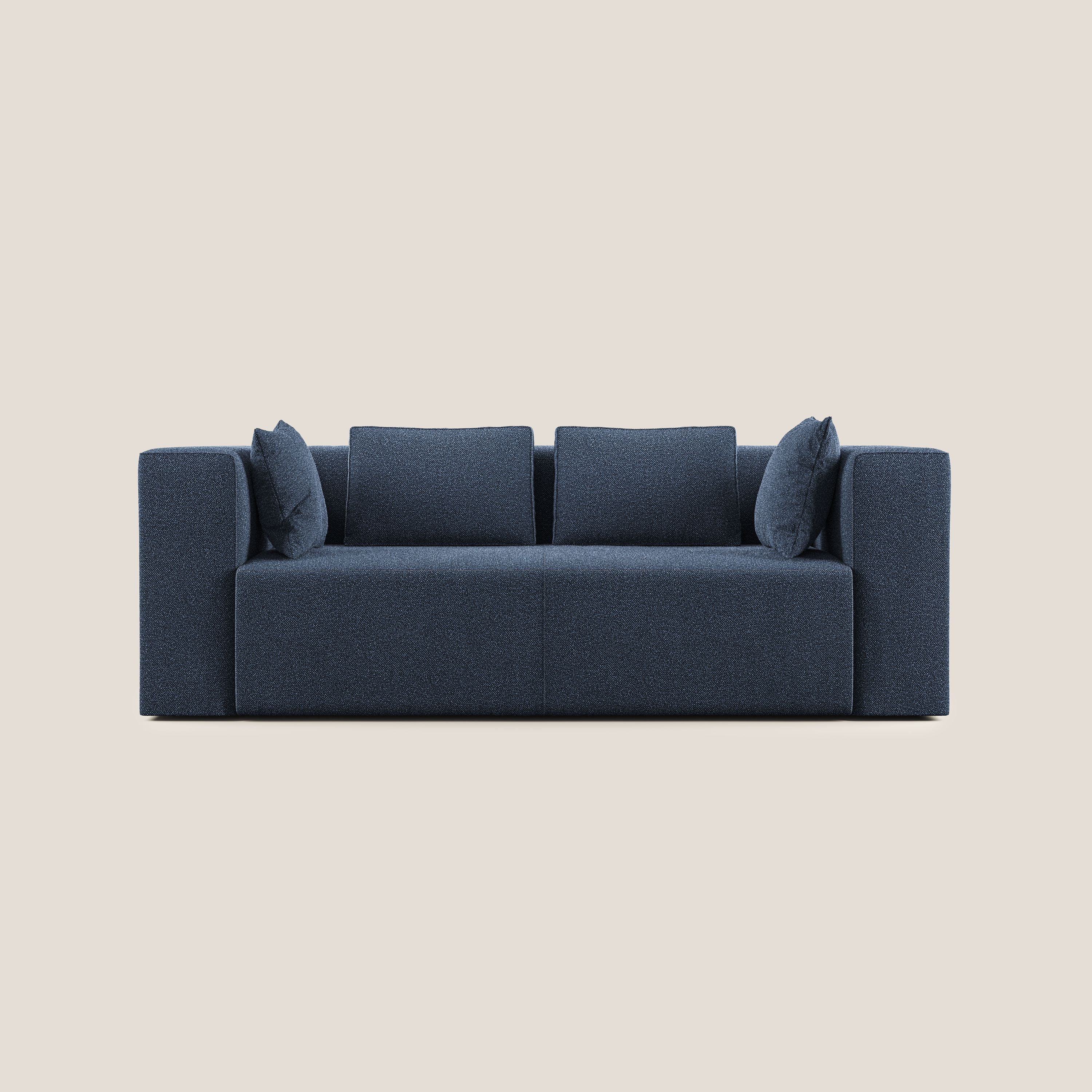Nettuno divano moderno componibile in morbido tessuto bouclè T07 blu - divani.store