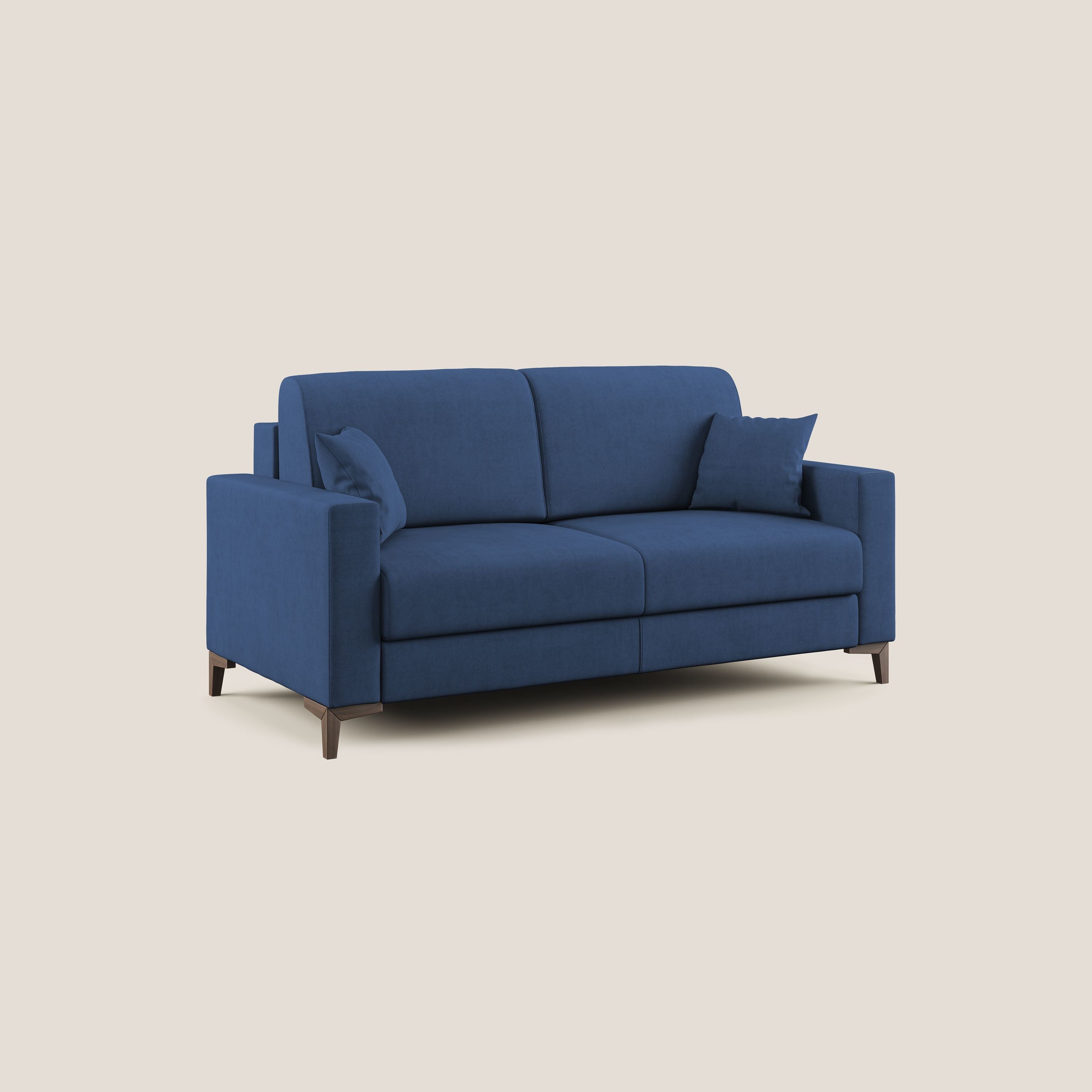 Kafka divano letto matrimoniale in morbido tessuto impermeabile T02 blu - divani.store