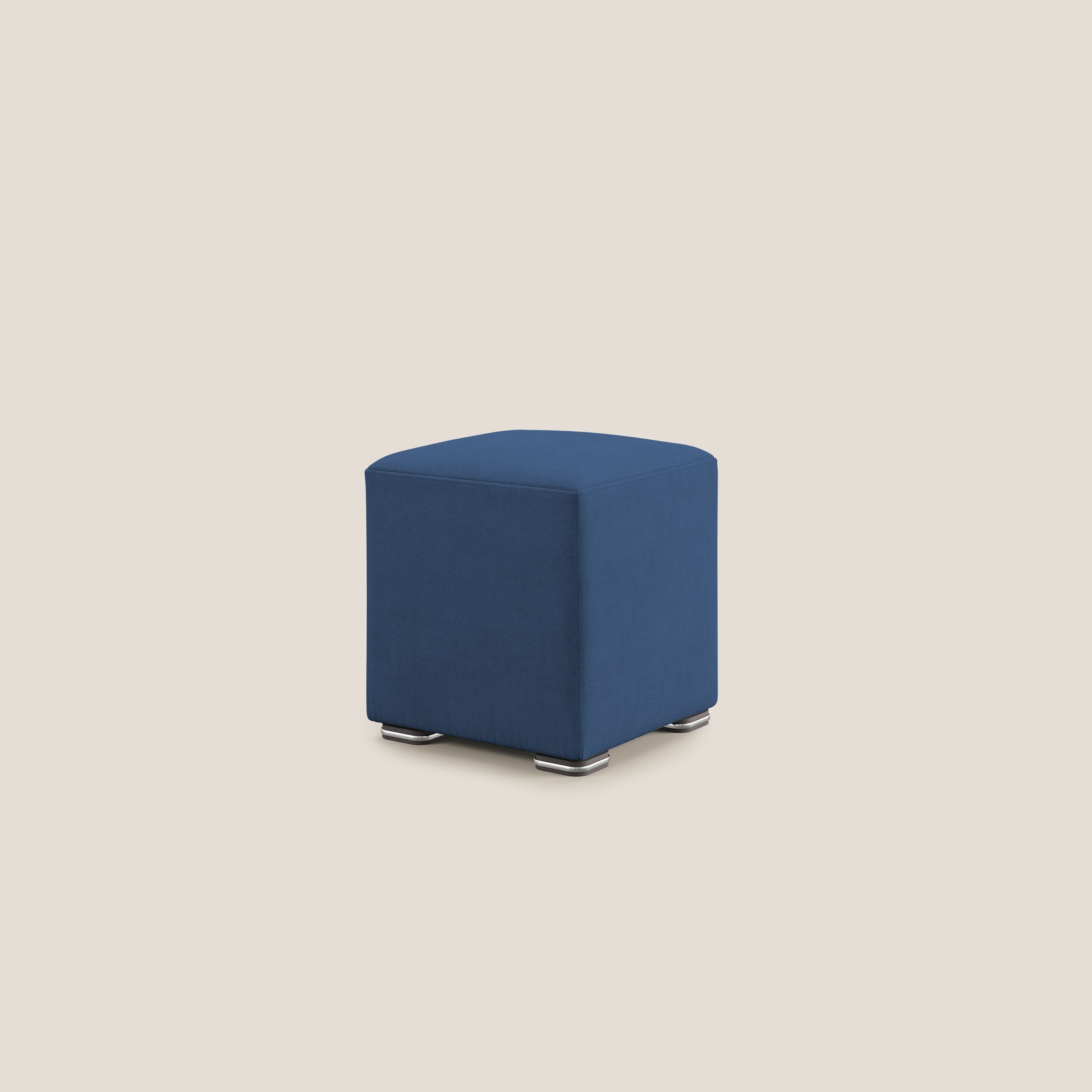 Cube pouf in tessuto morbido impermeabile T02 blu - divani.store