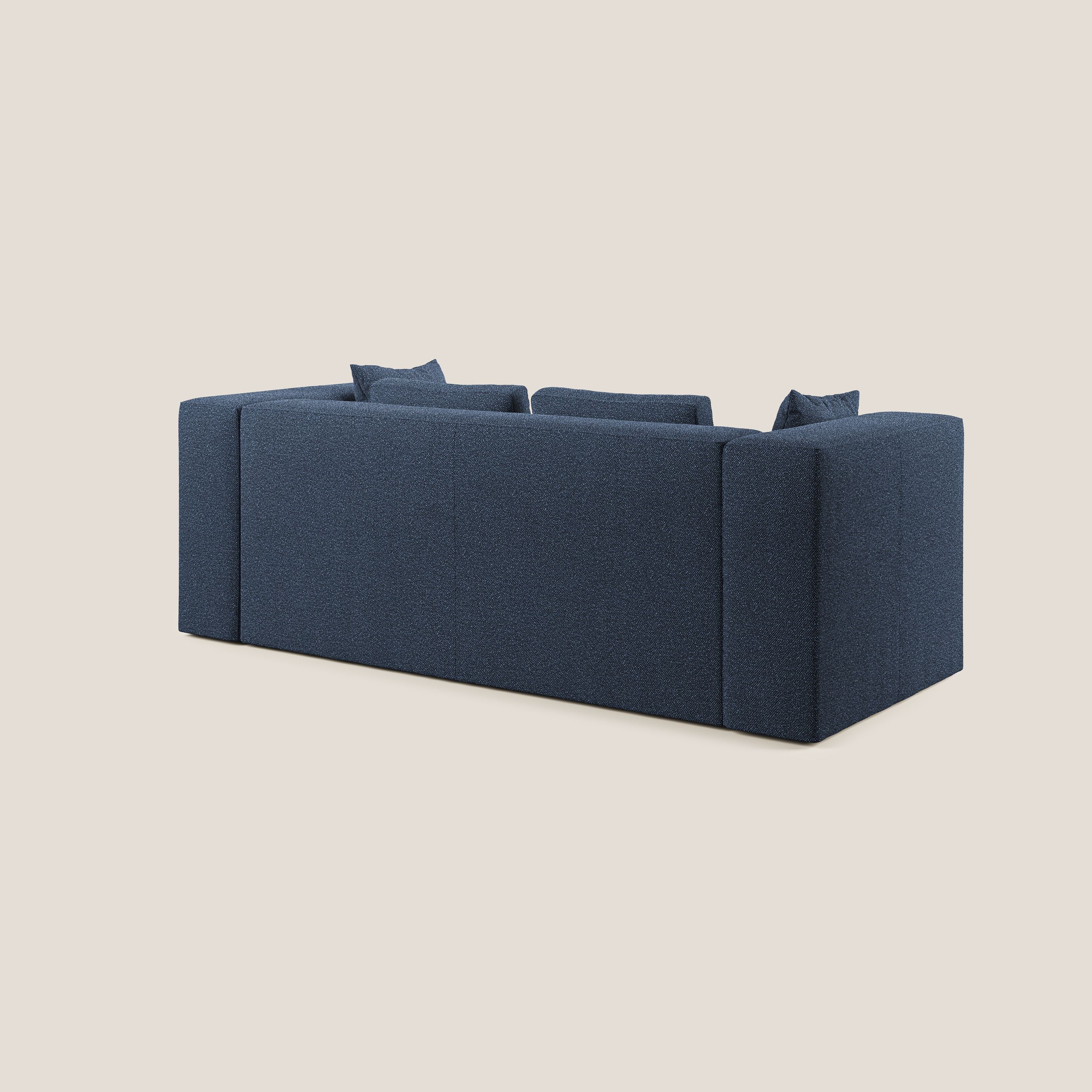 Nettuno divano moderno componibile in morbido tessuto bouclè T07 blu - divani.store