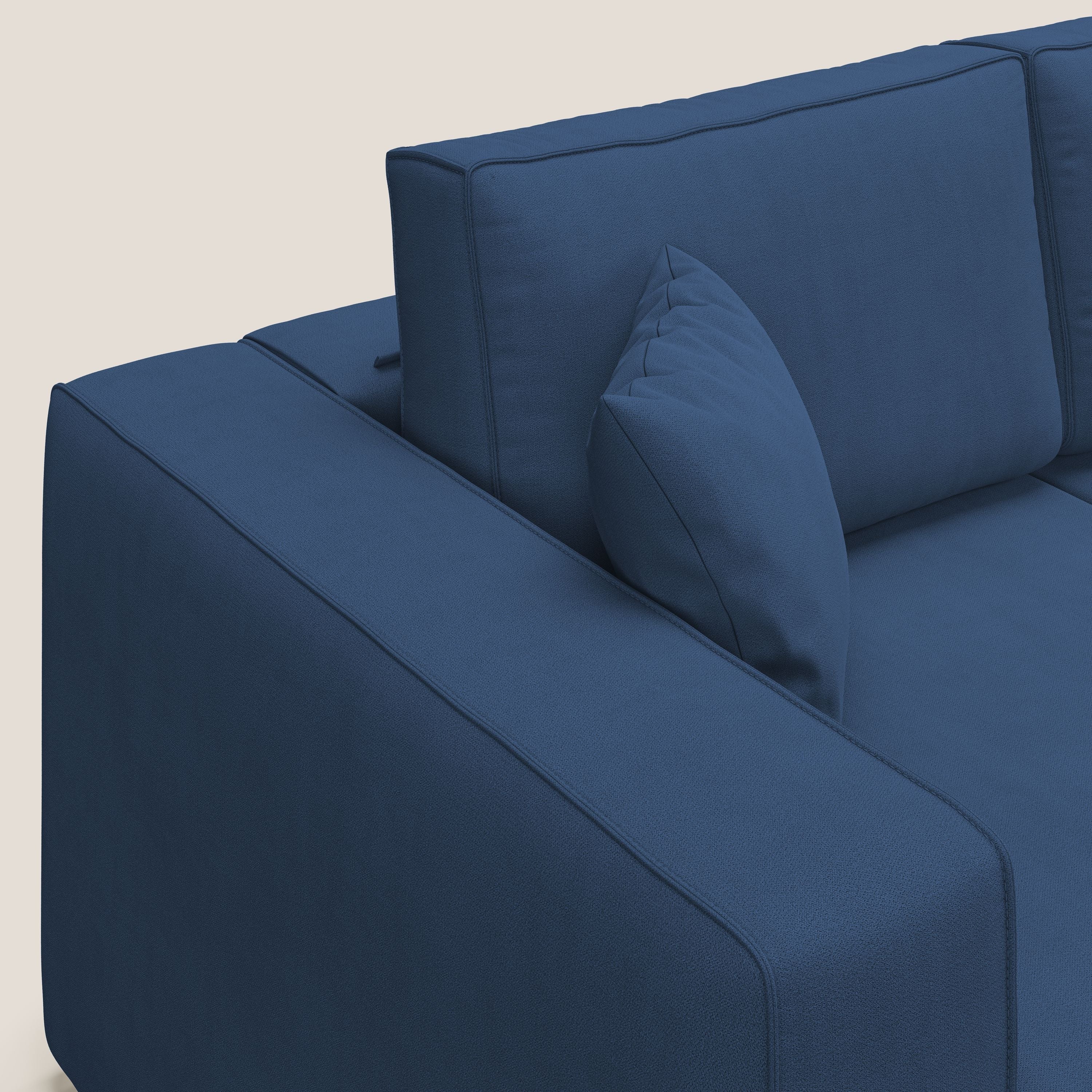 Morfeo divano con 3 sedute estraibili in morbido tessuto impermeabile T02 blu - divani.store