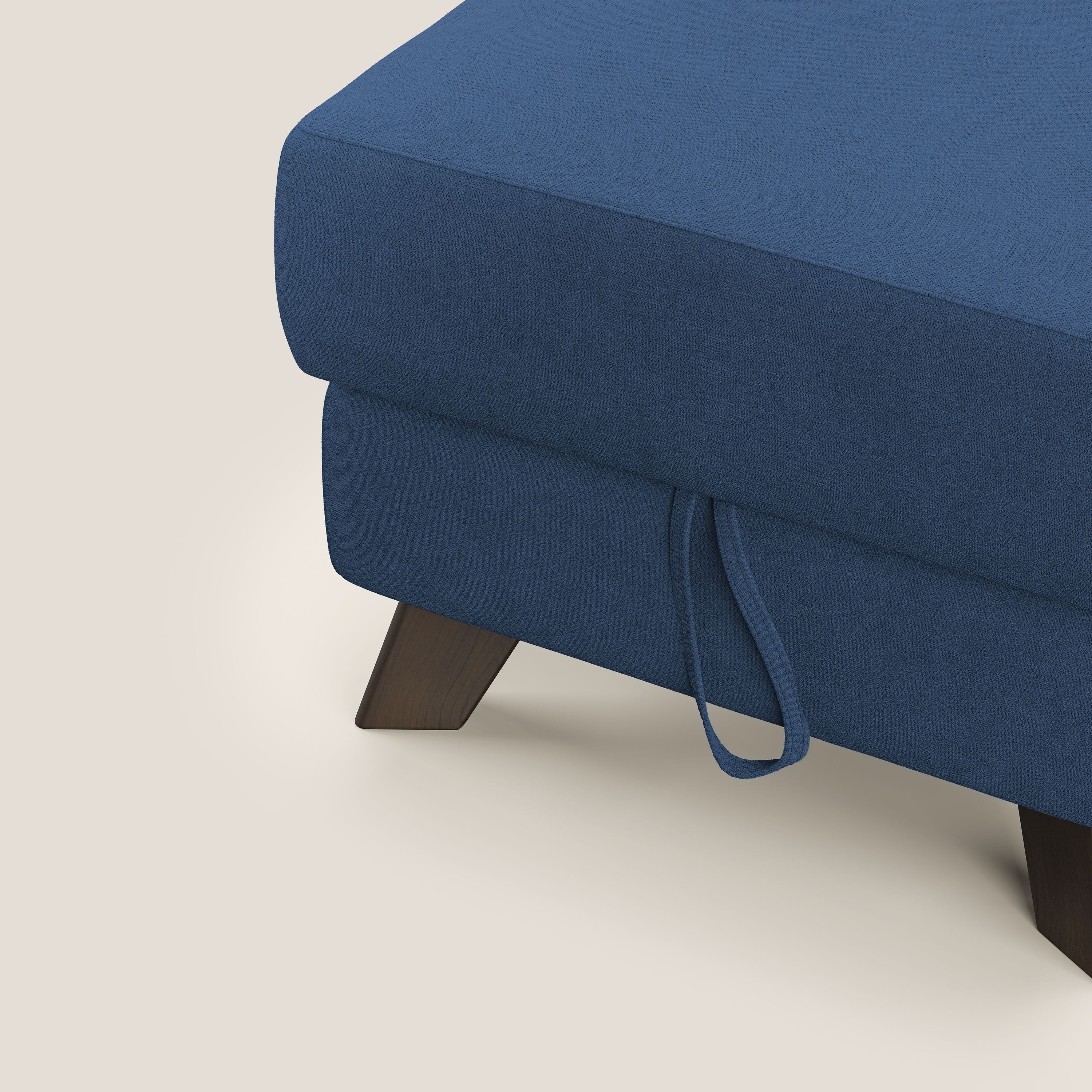 Moon Pouf contenitore e piedini alti in tessuto morbido impermeabile T02 blu - divani.store