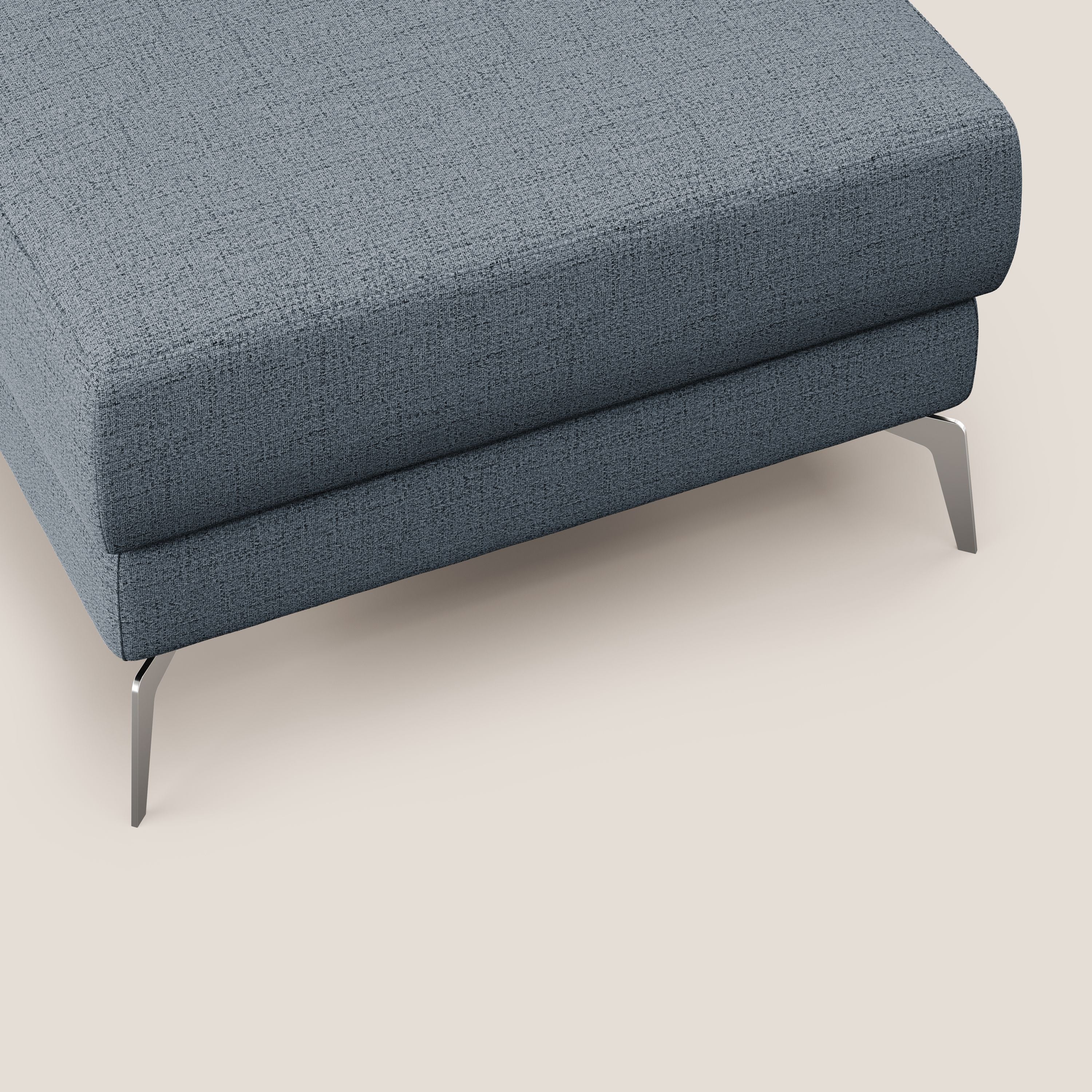 Star Pouf con piedini alti in tessuto impermeabile fiammato T03 blu - divani.store