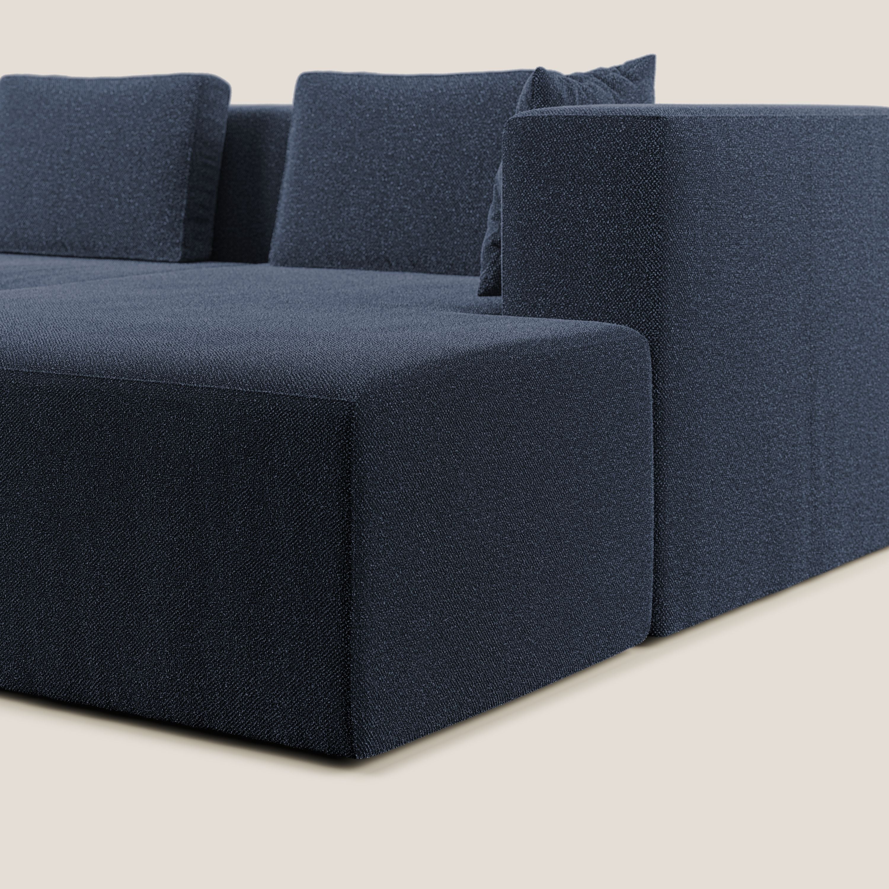 Nettuno divano angolare componibile in morbido tessuto bouclè T07 blu - divani.store