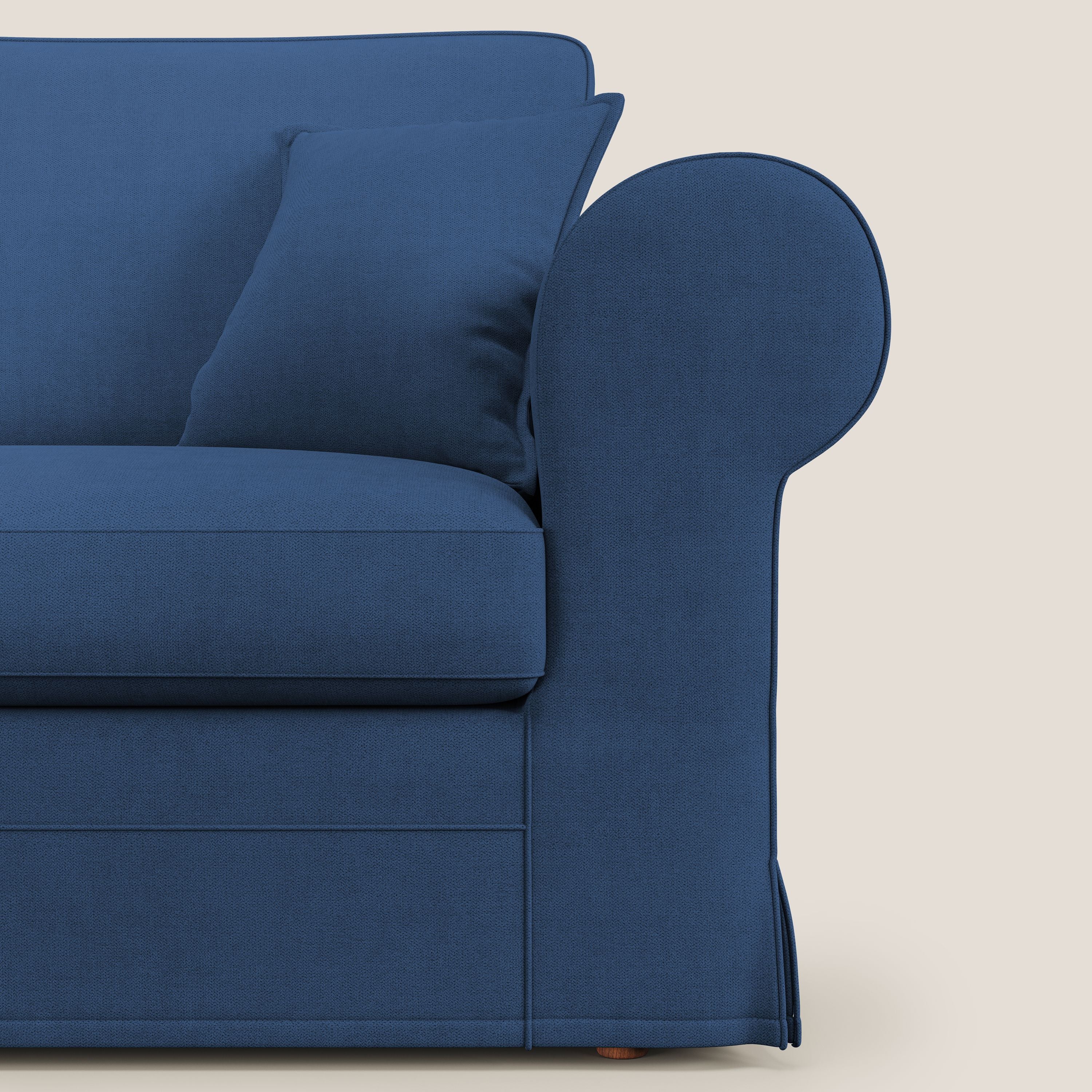 Lady divano classico in piuma d'oca realizzato con tessuto impermeabile T02 blu - divani.store