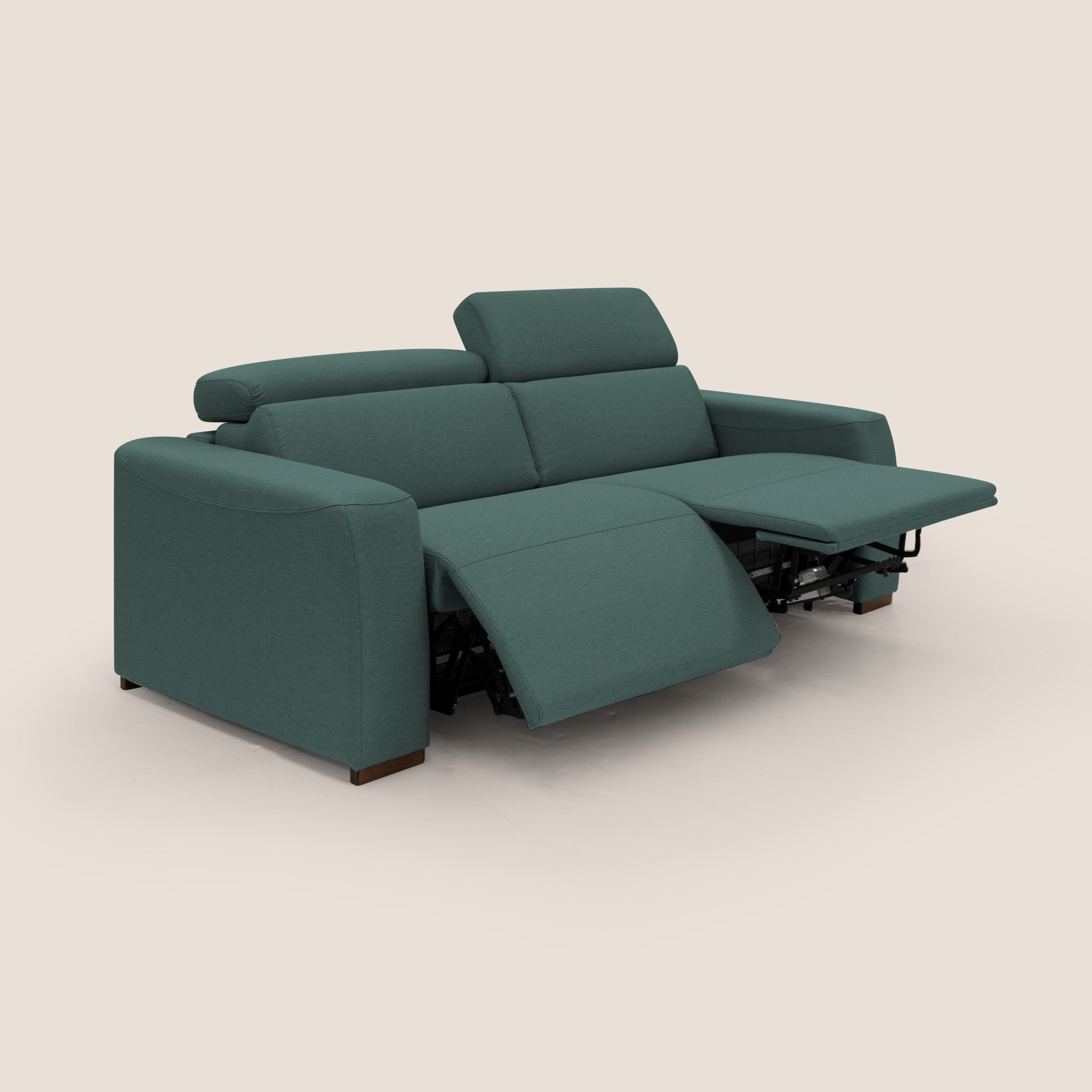 Poseidon divano letto + relax elettrico in tessuto smacchiabile impermeabile T05 verde - divani.store