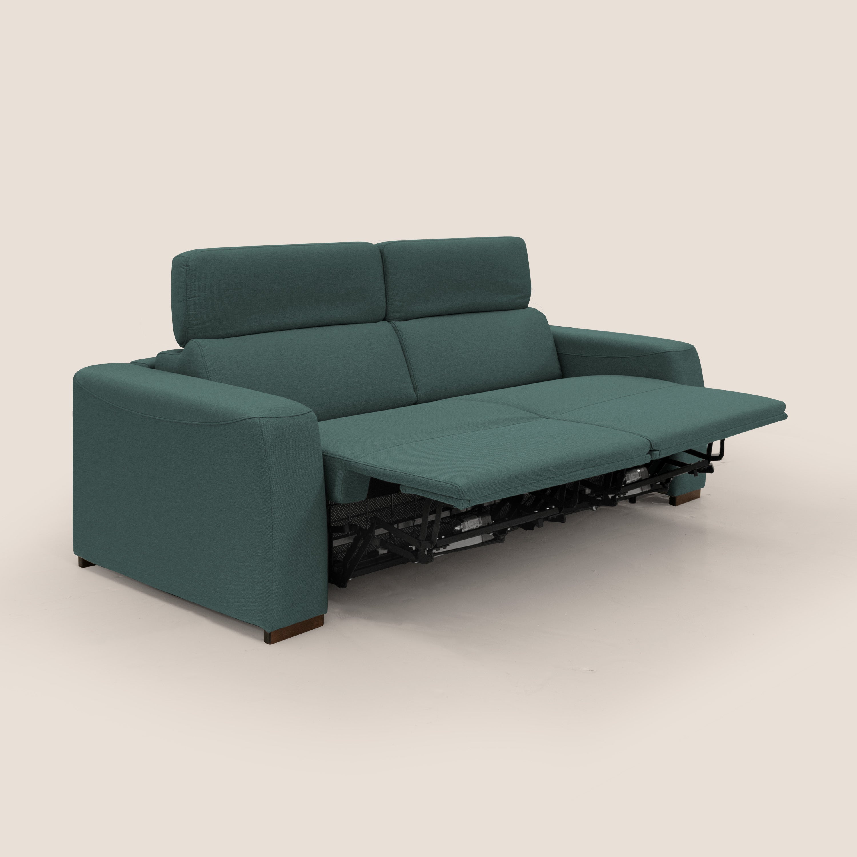 Poseidon divano letto + relax elettrico in tessuto smacchiabile impermeabile T05 verde - divani.store