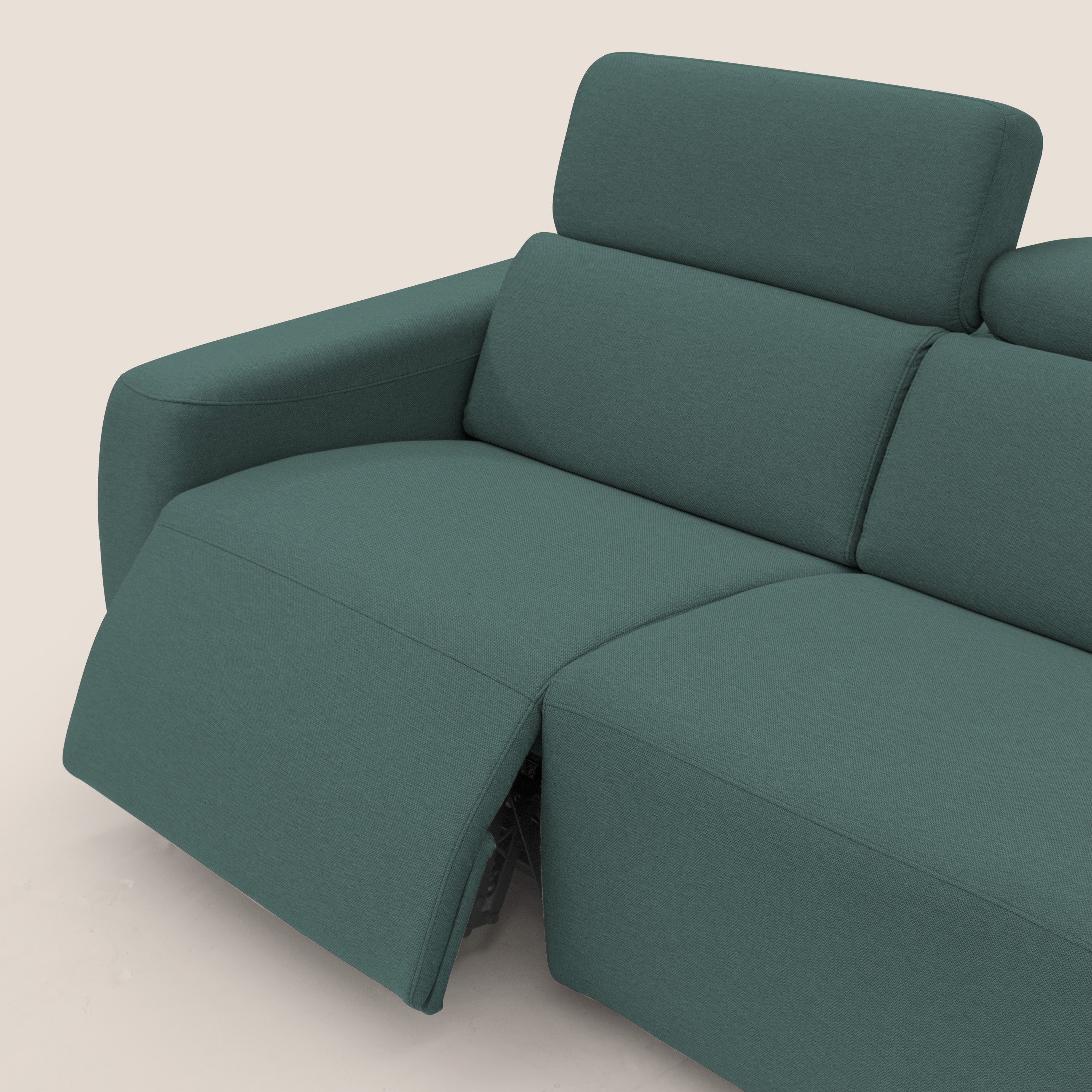 Poseidon divano letto + relax elettrico in tessuto smacchiabile impermeabile T05 verde - divani.store