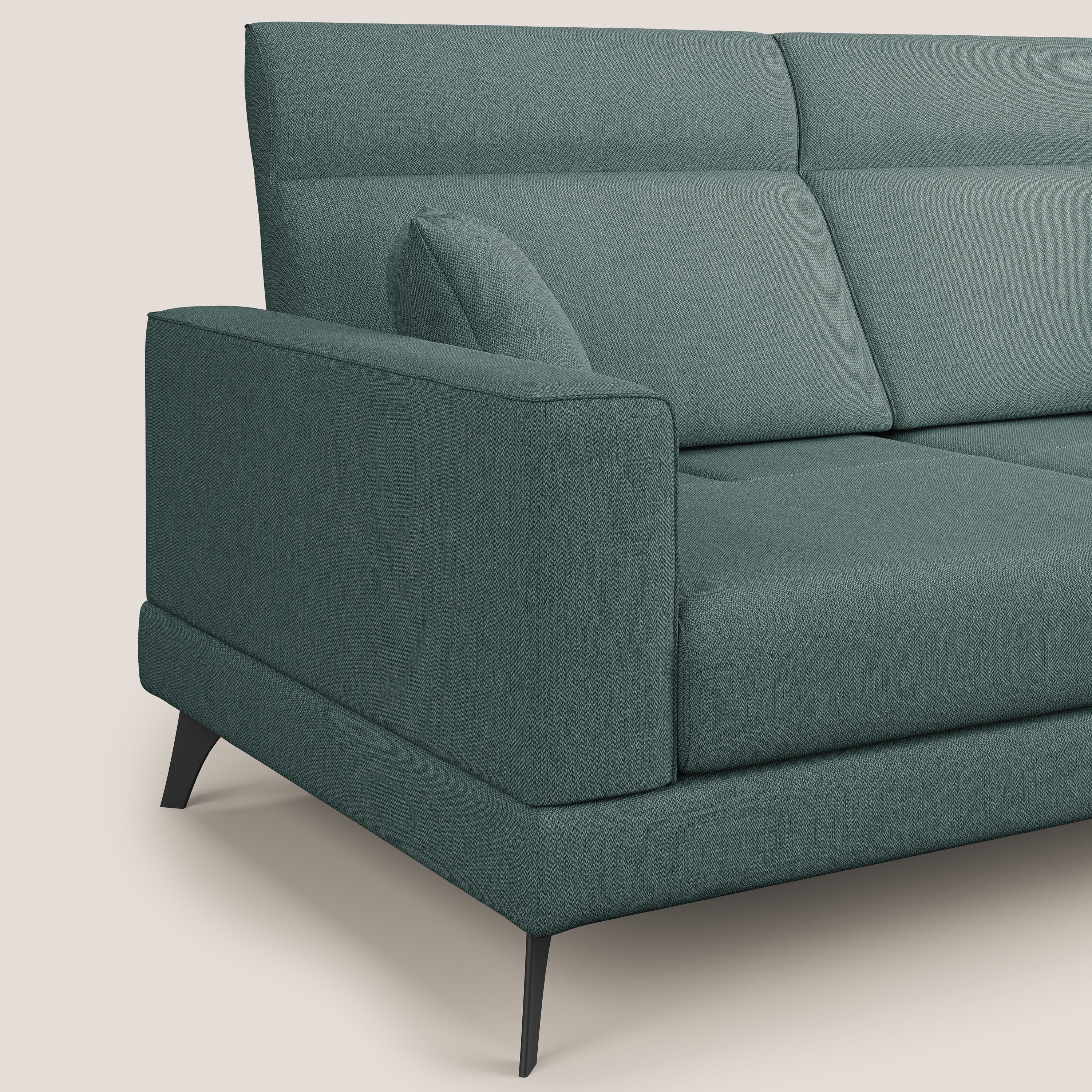 Slide Divano con schienali traslanti e poggiatesta in tessuto smacchiabile T05 verde - divani.store