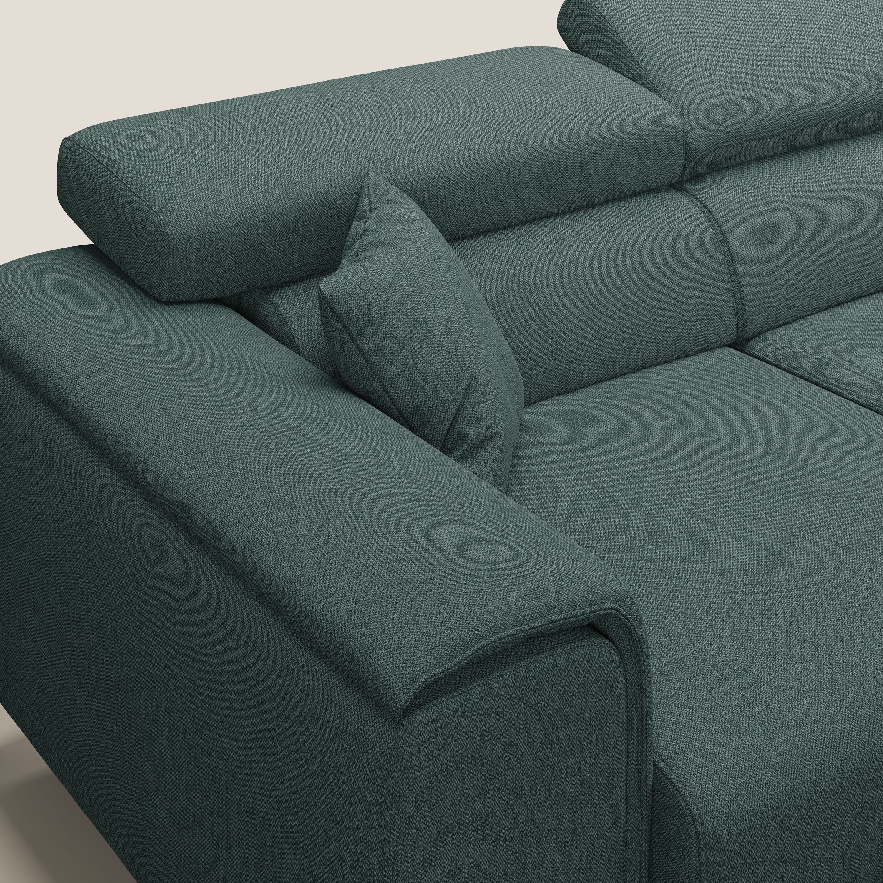 Fusion Divano angolare con sedute scorrevoli in tessuto morbido smacchiabile T05 verde - divani.store