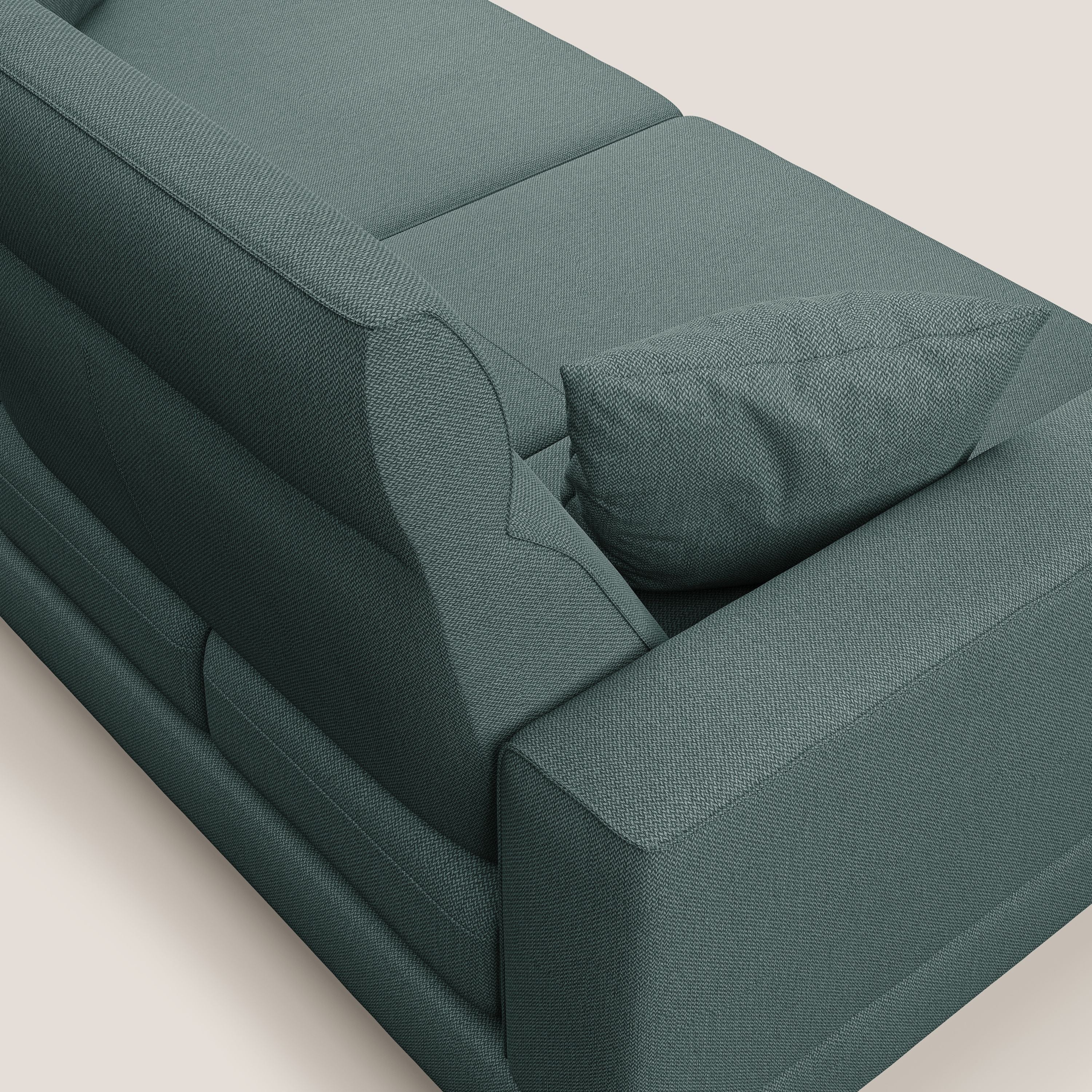 Slide Divano con schienali traslanti e poggiatesta in tessuto smacchiabile T05 verde - divani.store