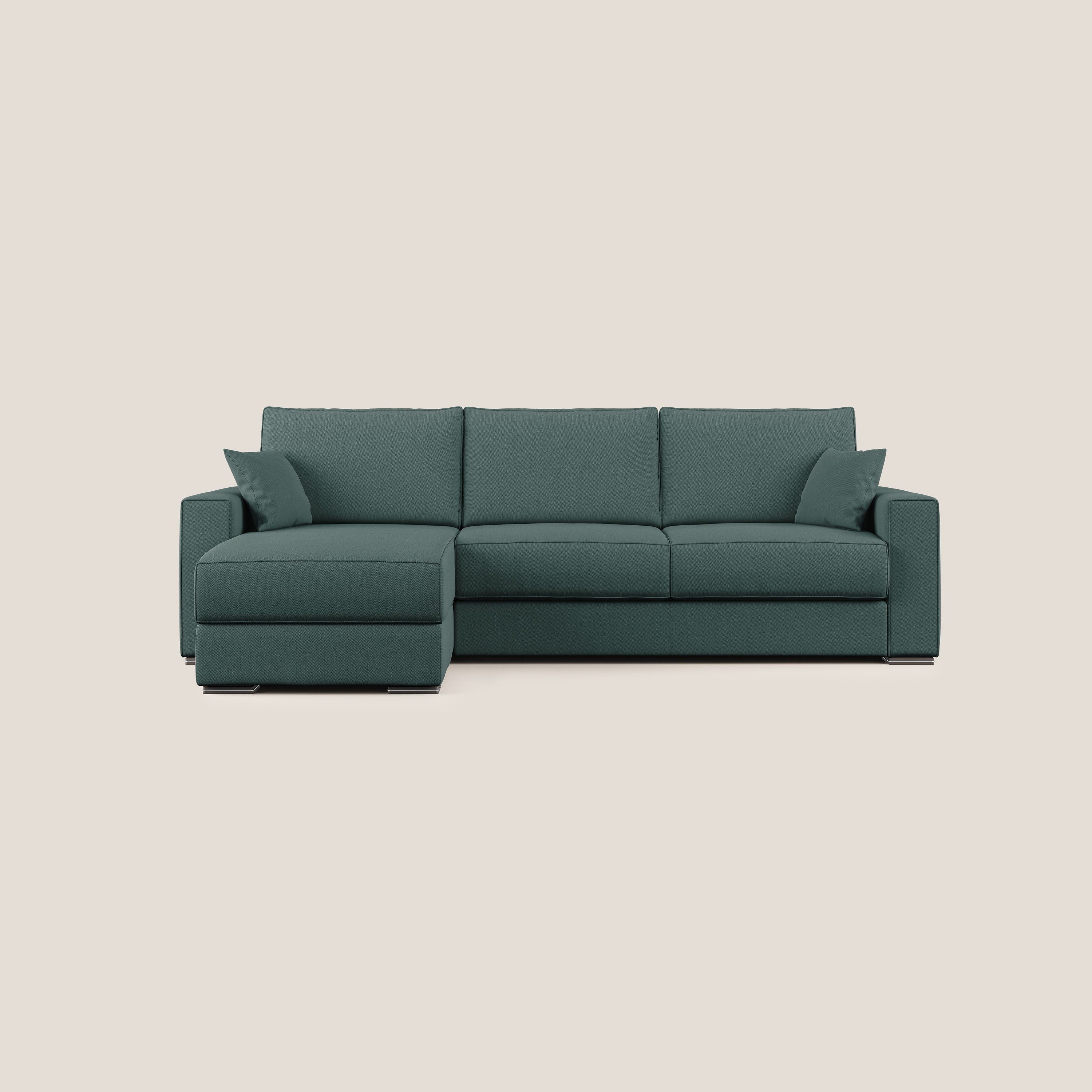 Dream Divano letto angolare in tessuto smacchiabile T05 verde - divani.store