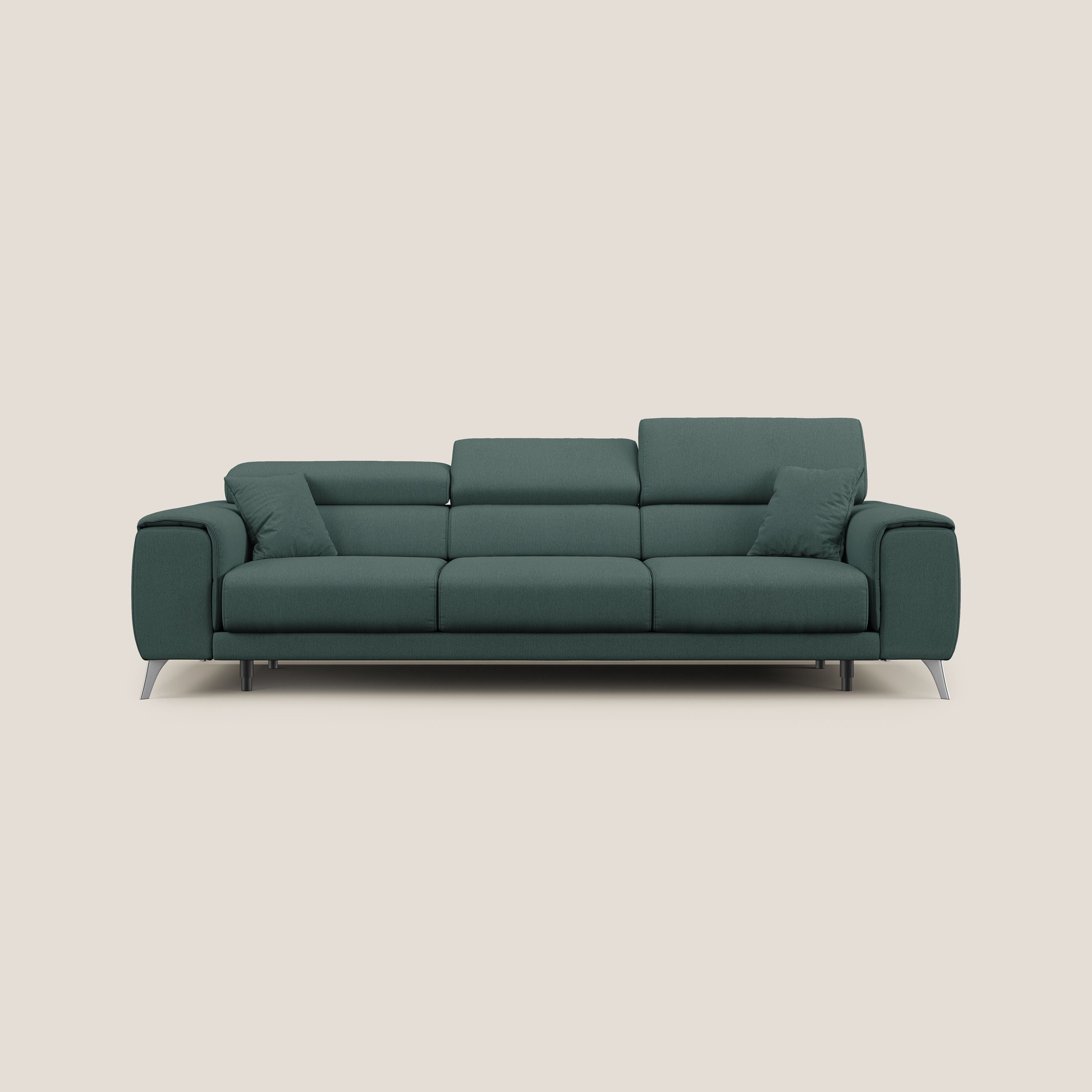 Fusion divano con 3 sedute allungabili in tessuto smacchiabile T05 verde - divani.store