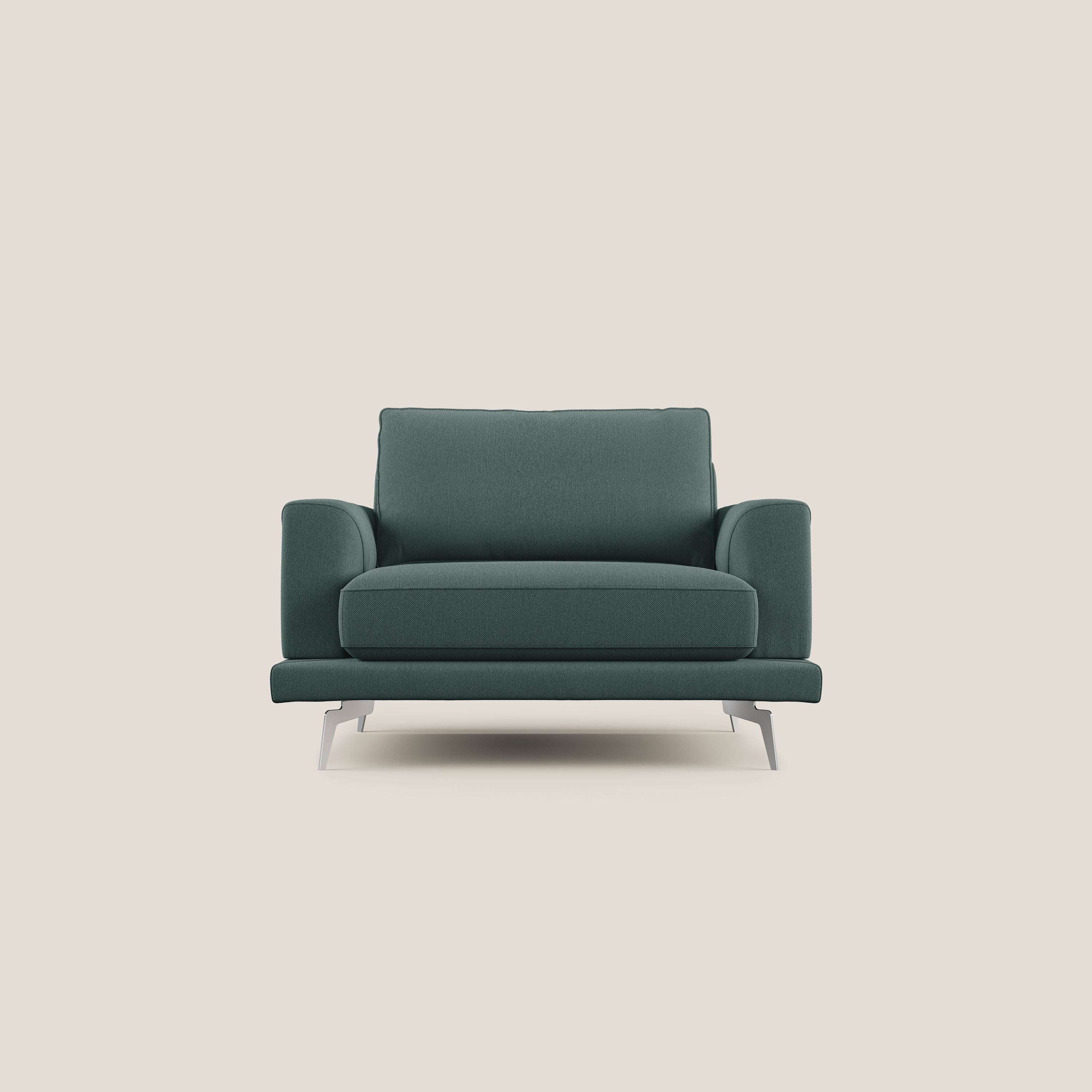 Dorian poltrona moderna in tessuto smacchiabile T05 verde - divani.store