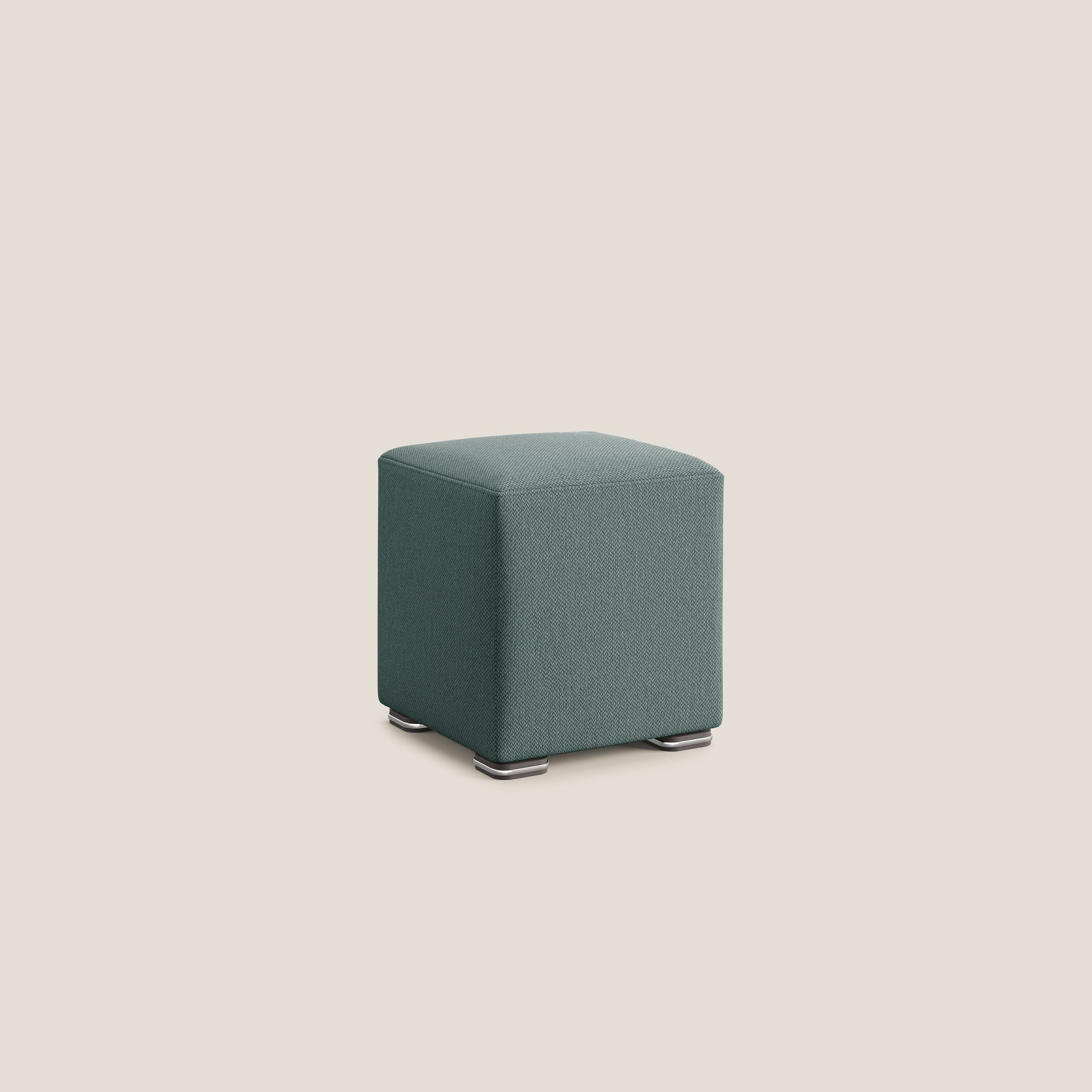 Cube pouf in tessuto morbido smacchiabile T05 verde - divani.store