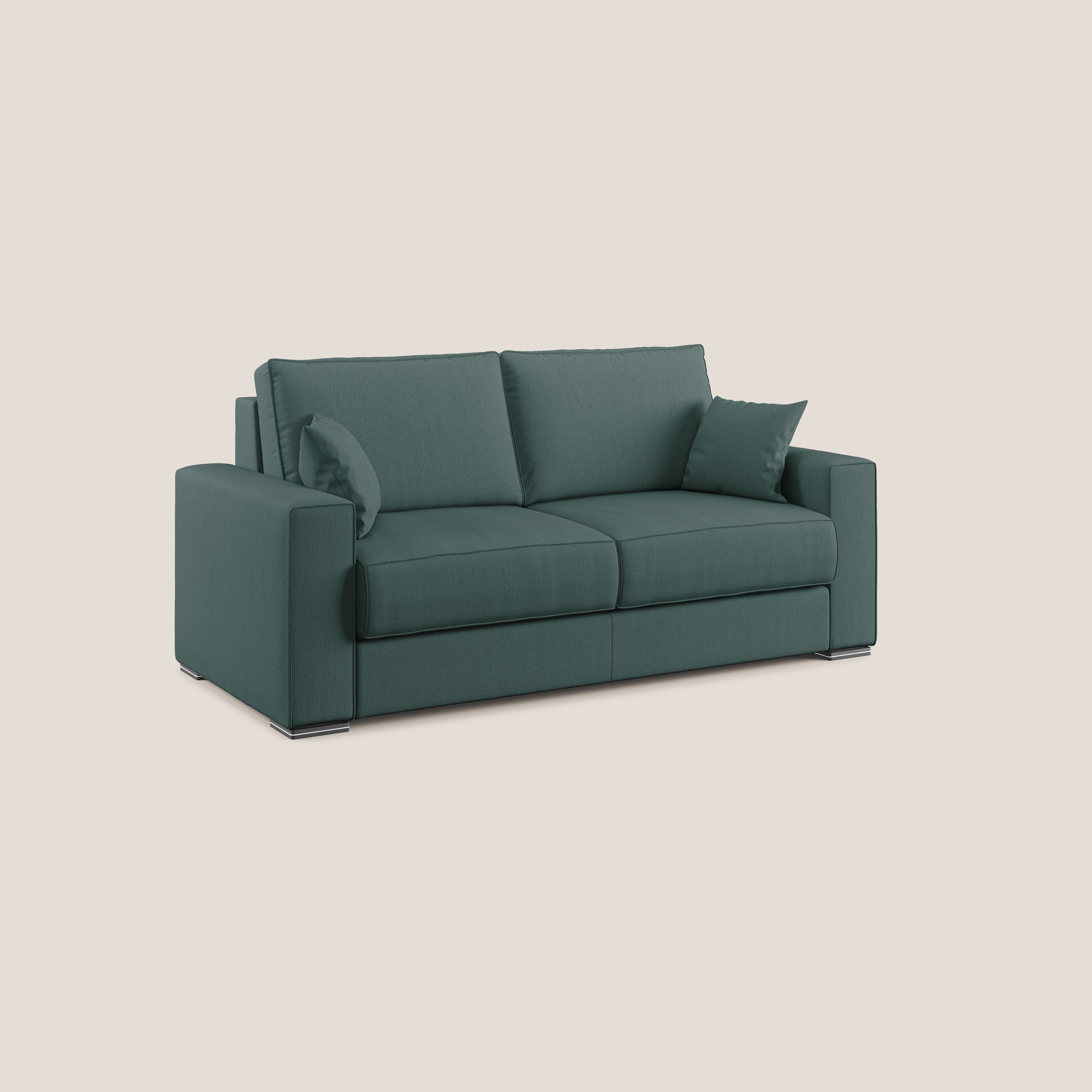 Dream Divano letto moderno dai morbidi cuscini in tessuto smacchiabile T05 verde - divani.store