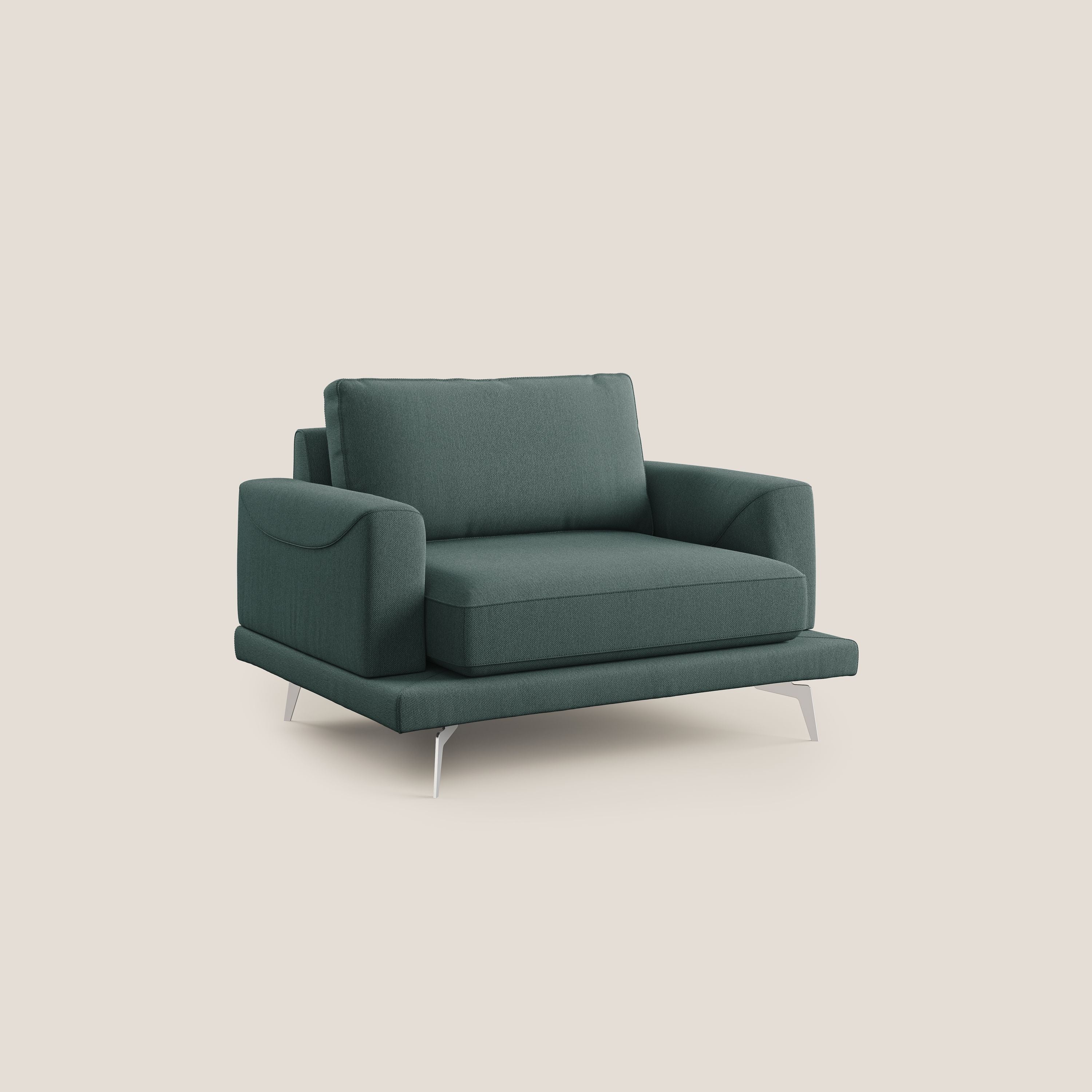 Dorian poltrona moderna in tessuto smacchiabile T05 verde - divani.store