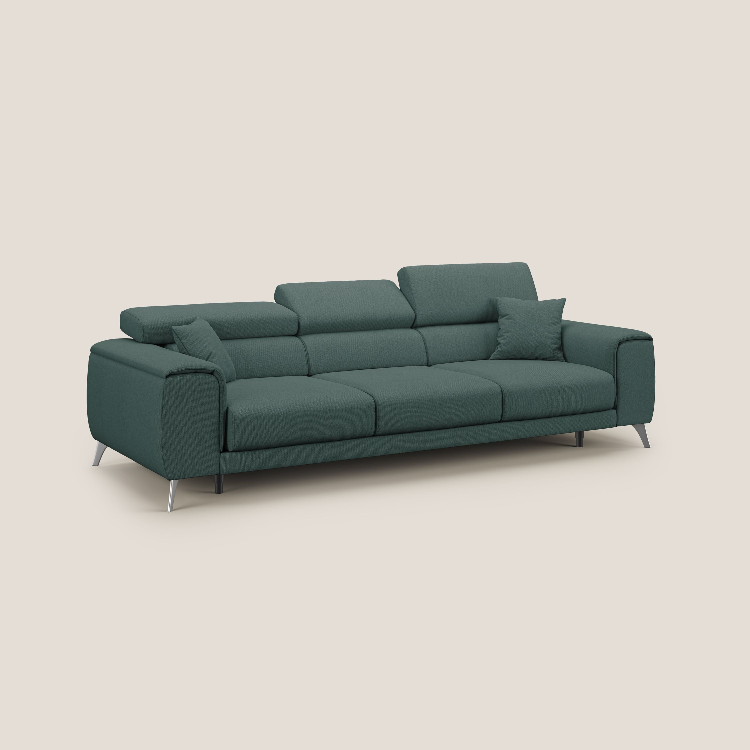 Fusion divano con 3 sedute allungabili in tessuto smacchiabile T05 verde - divani.store