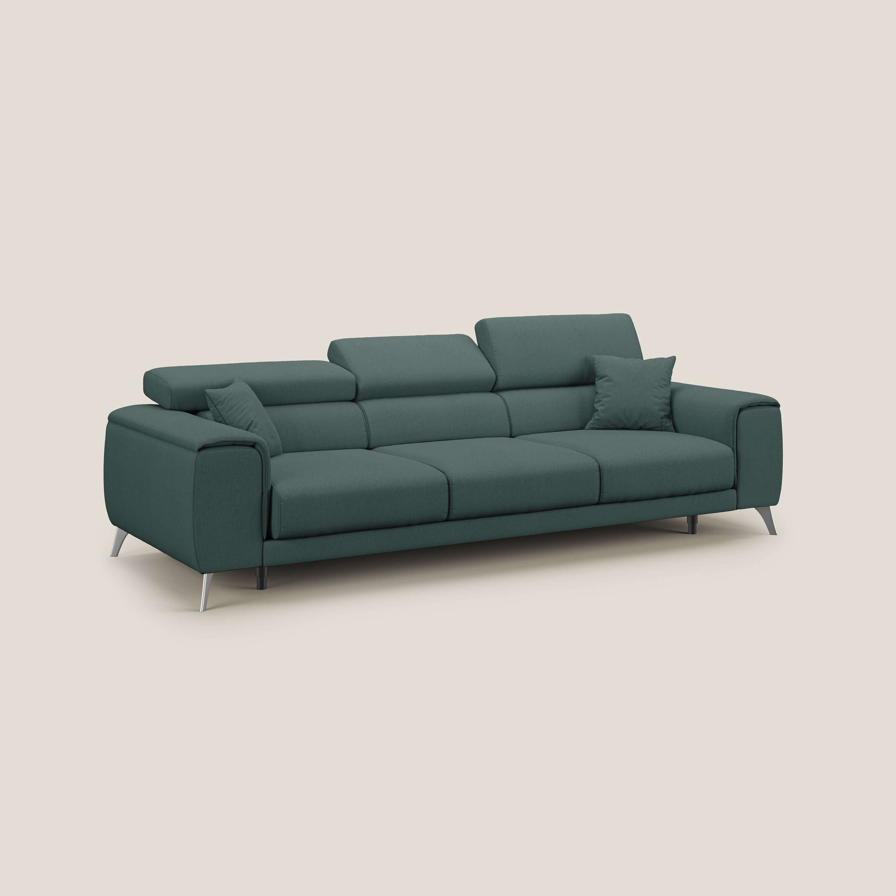 Fusion divano con 3 sedute allungabili in tessuto smacchiabile T05 verde - divani.store