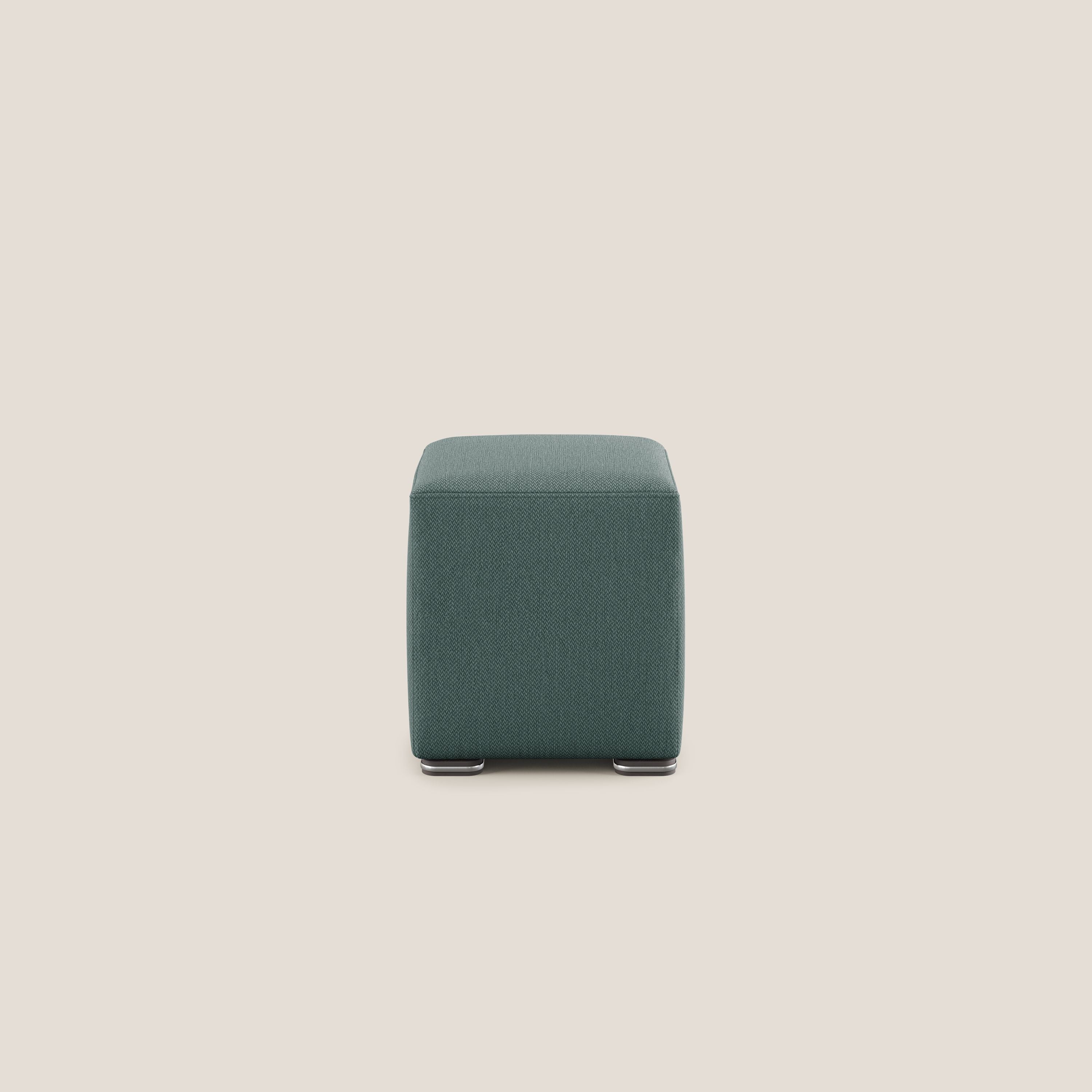 Cube pouf in tessuto morbido smacchiabile T05 verde - divani.store