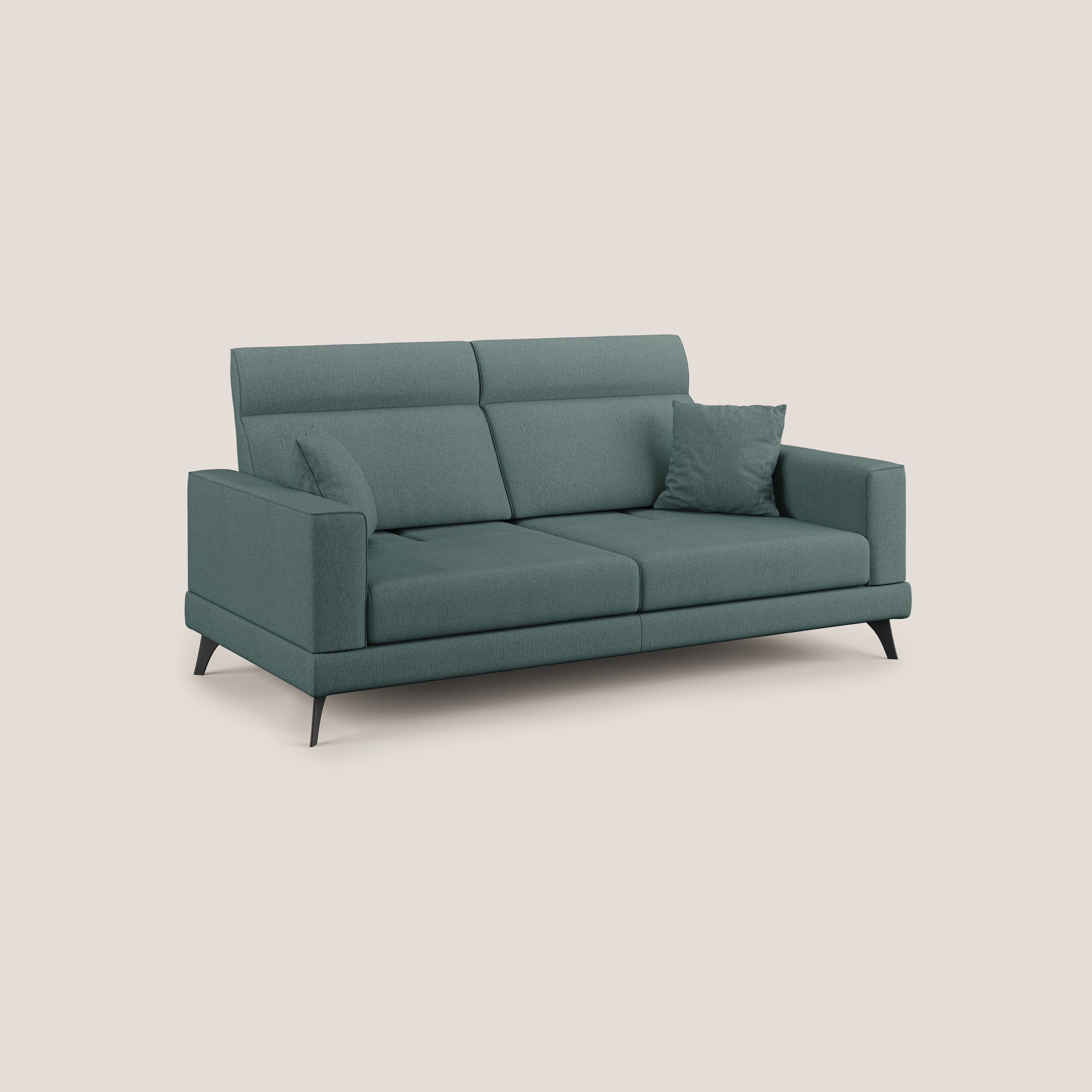 Slide Divano con schienali traslanti e poggiatesta in tessuto smacchiabile T05 verde - divani.store