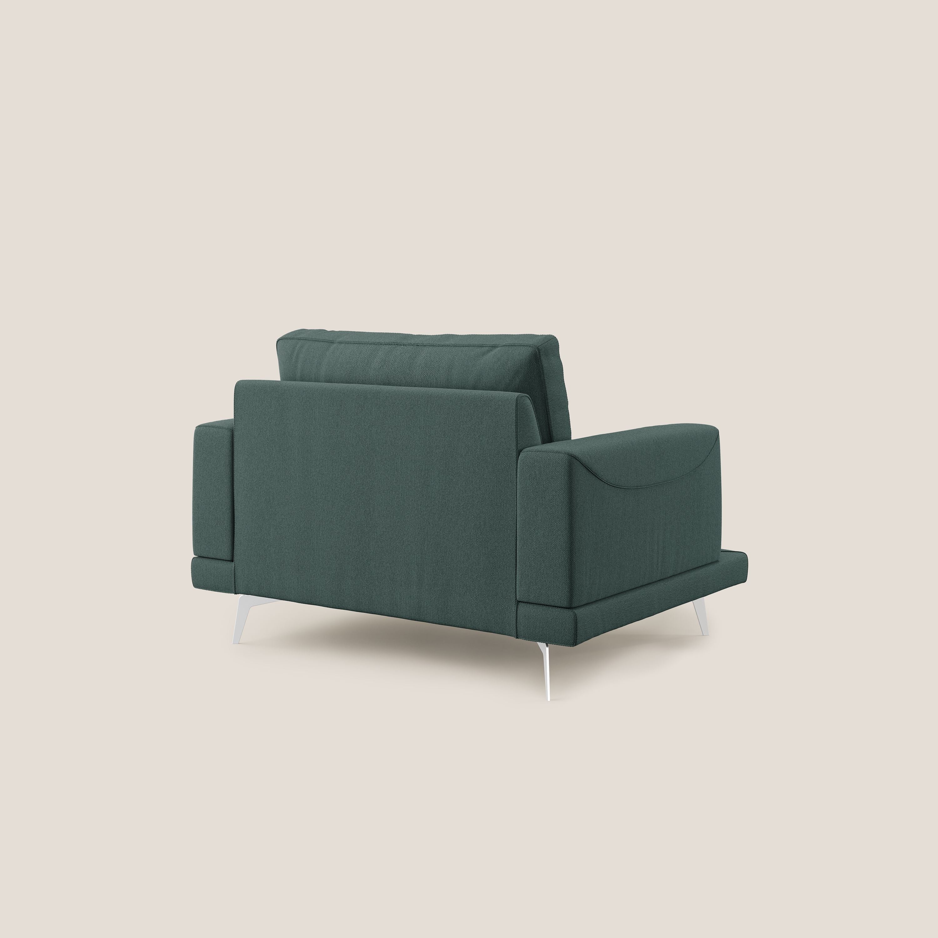 Dorian poltrona moderna in tessuto smacchiabile T05 verde - divani.store