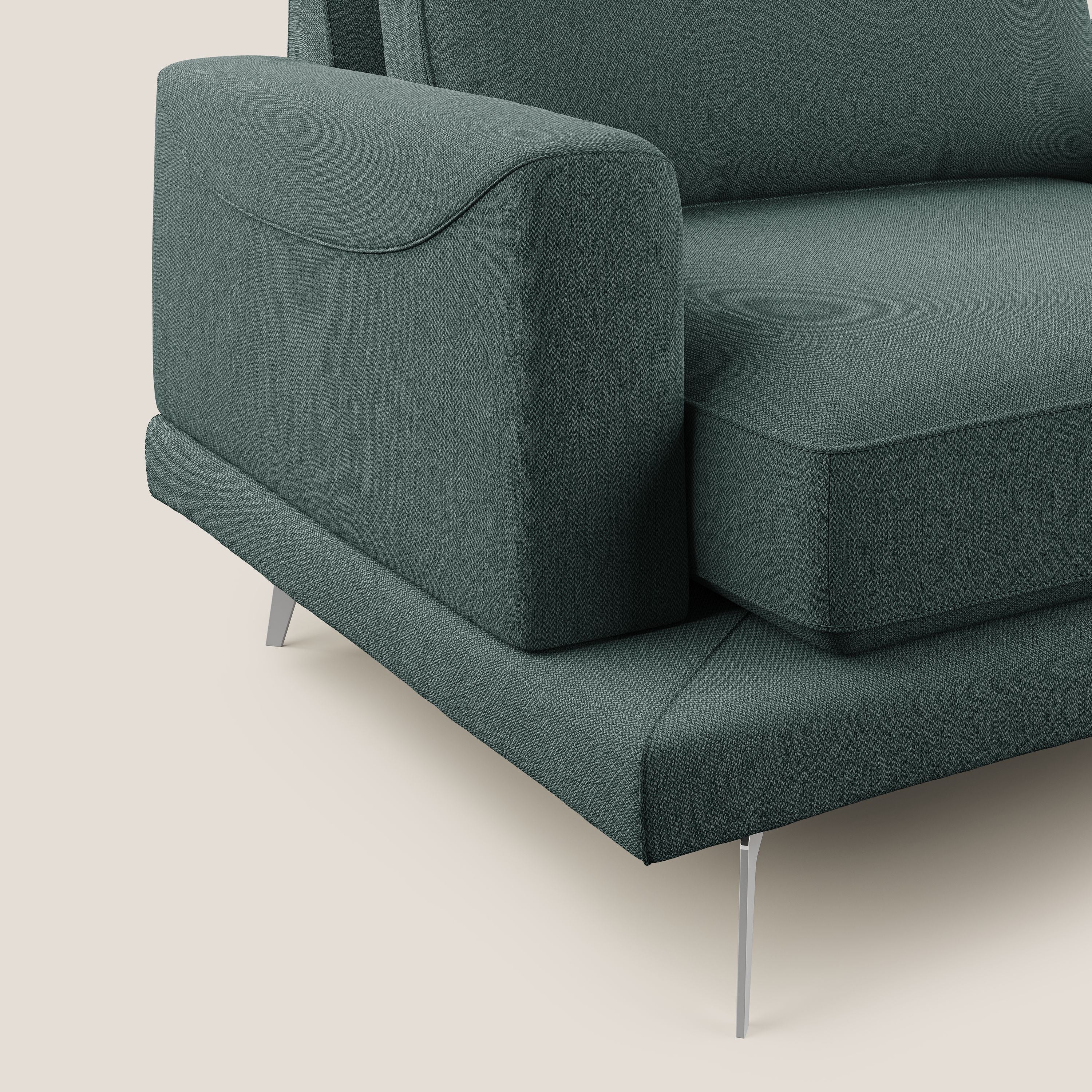 Dorian poltrona moderna in tessuto smacchiabile T05 verde - divani.store