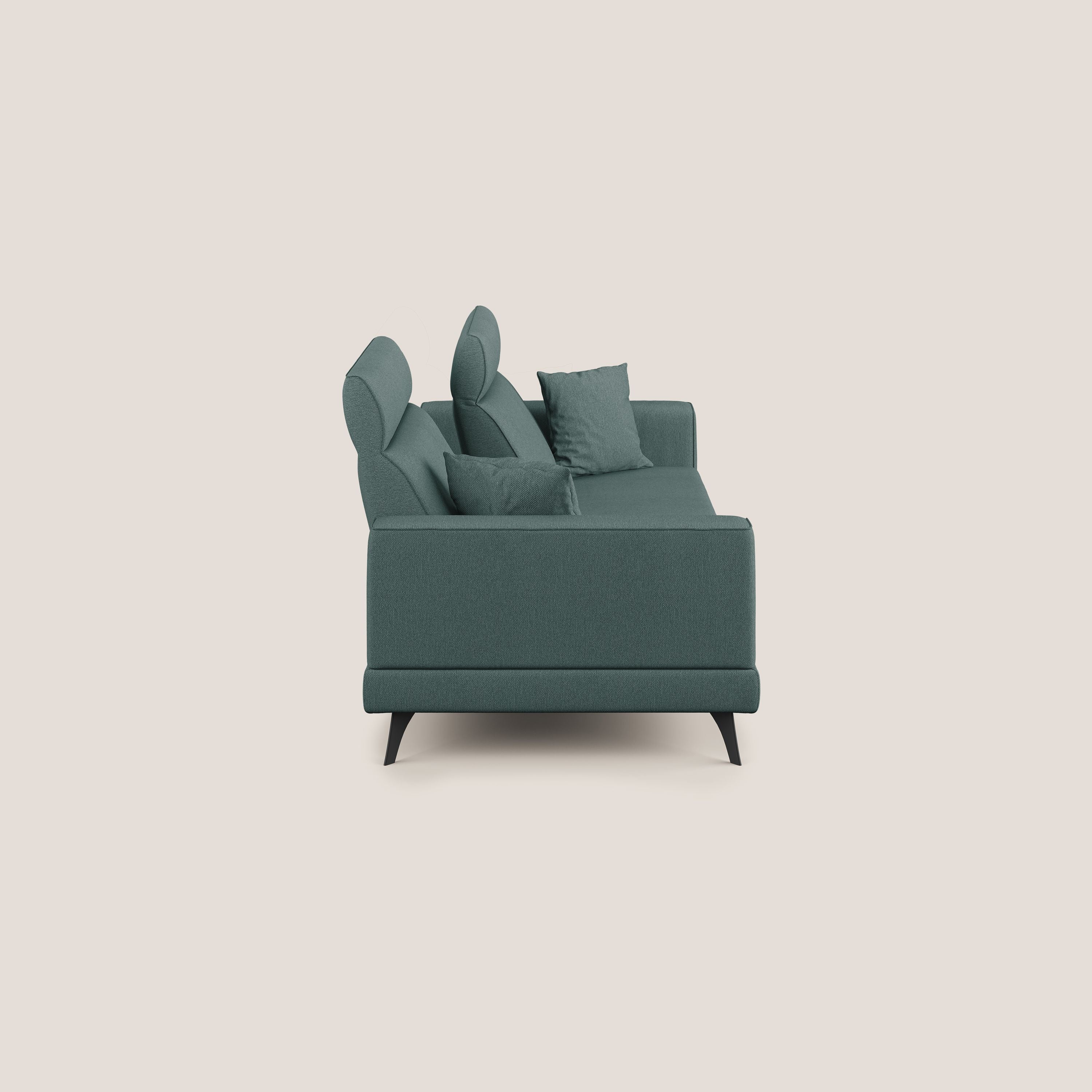 Slide Divano con schienali traslanti e poggiatesta in tessuto smacchiabile T05 verde - divani.store