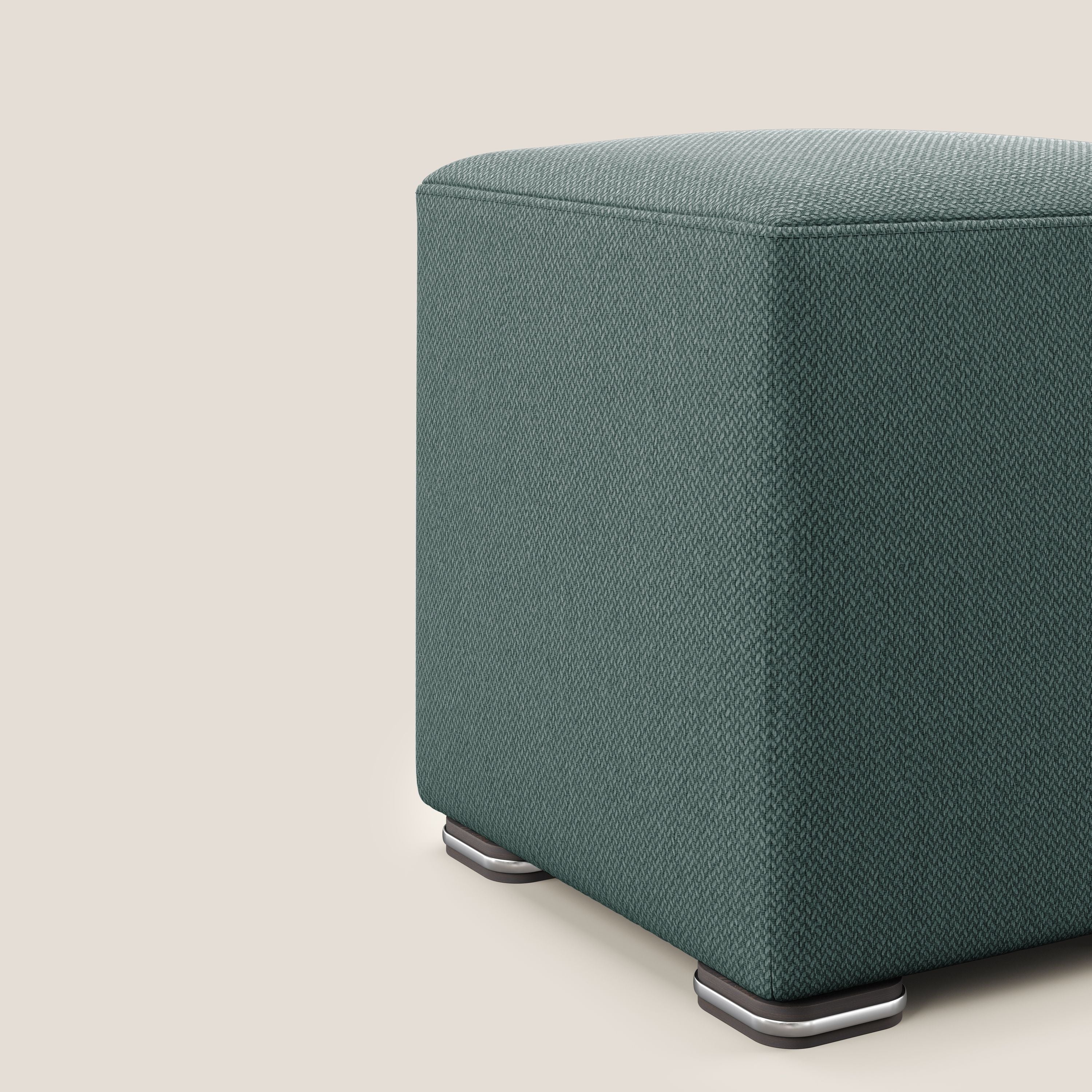 Cube pouf in tessuto morbido smacchiabile T05 verde - divani.store