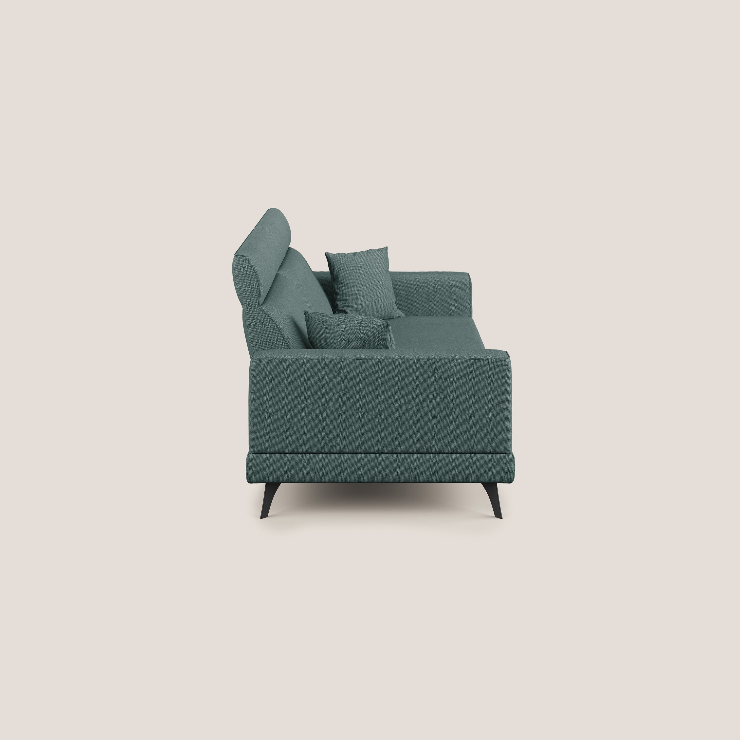 Slide Divano con schienali traslanti e poggiatesta in tessuto smacchiabile T05 verde - divani.store