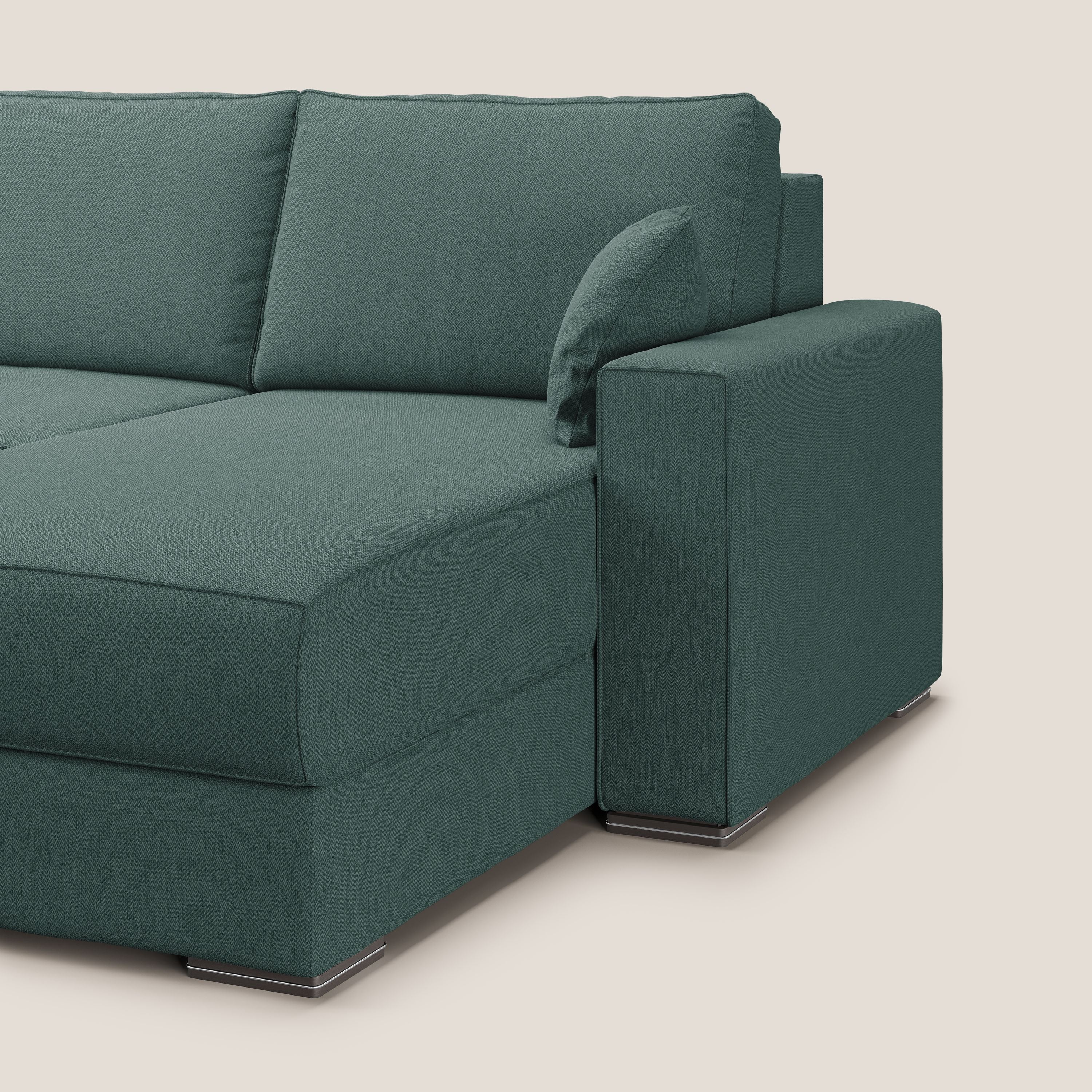 Dream Divano letto angolare in tessuto smacchiabile T05 verde - divani.store
