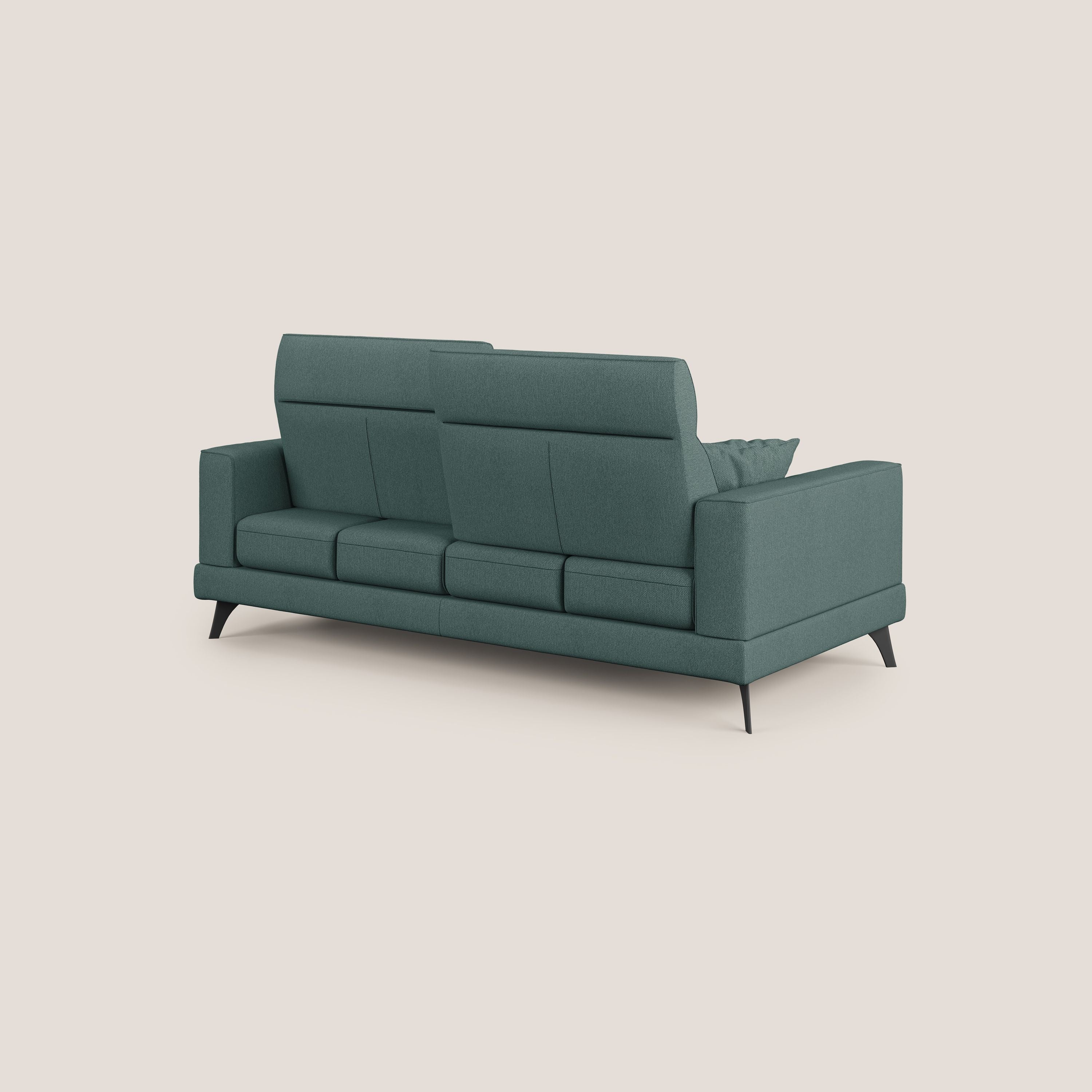 Slide Divano con schienali traslanti e poggiatesta in tessuto smacchiabile T05 verde - divani.store