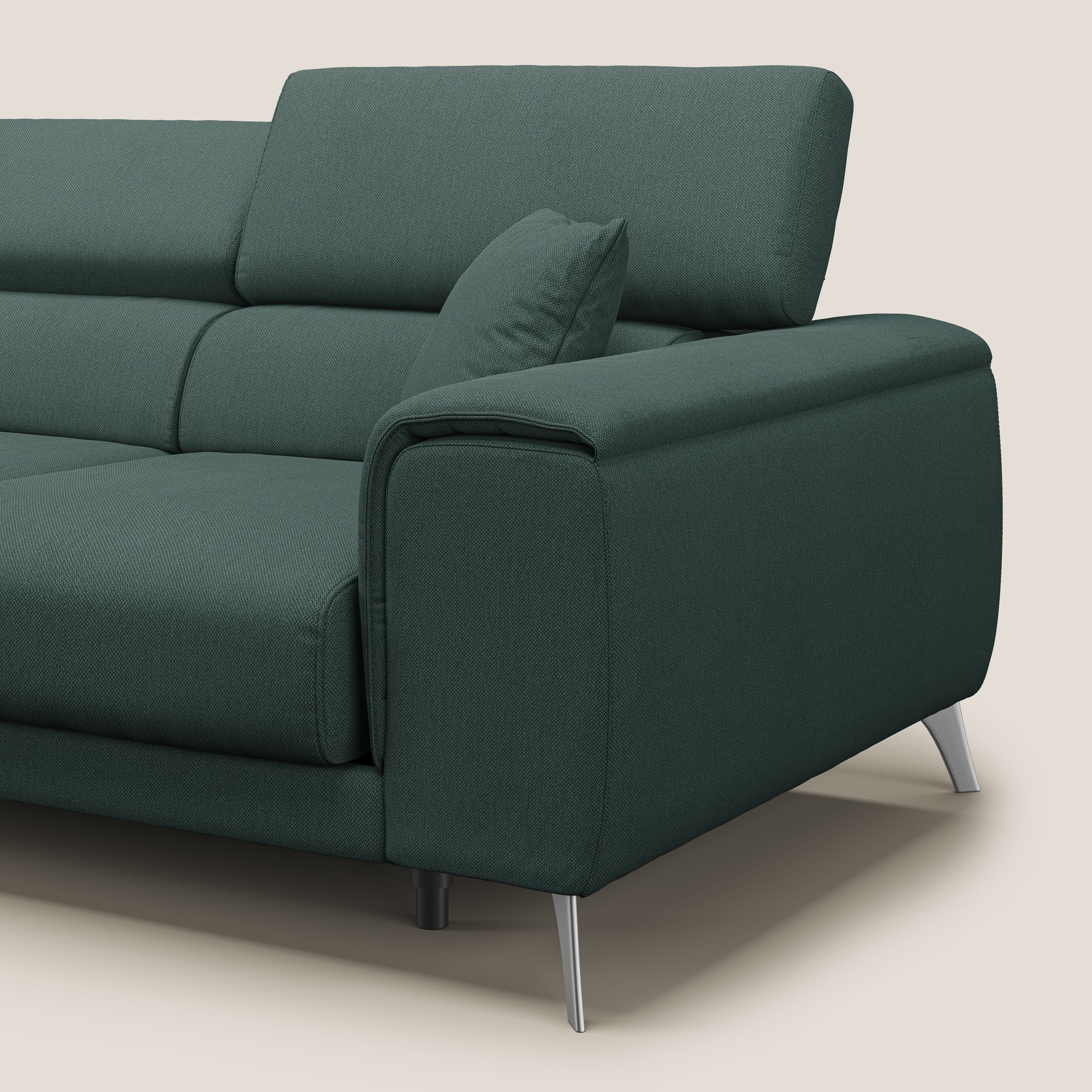 Fusion divano con 3 sedute allungabili in tessuto smacchiabile T05 verde - divani.store