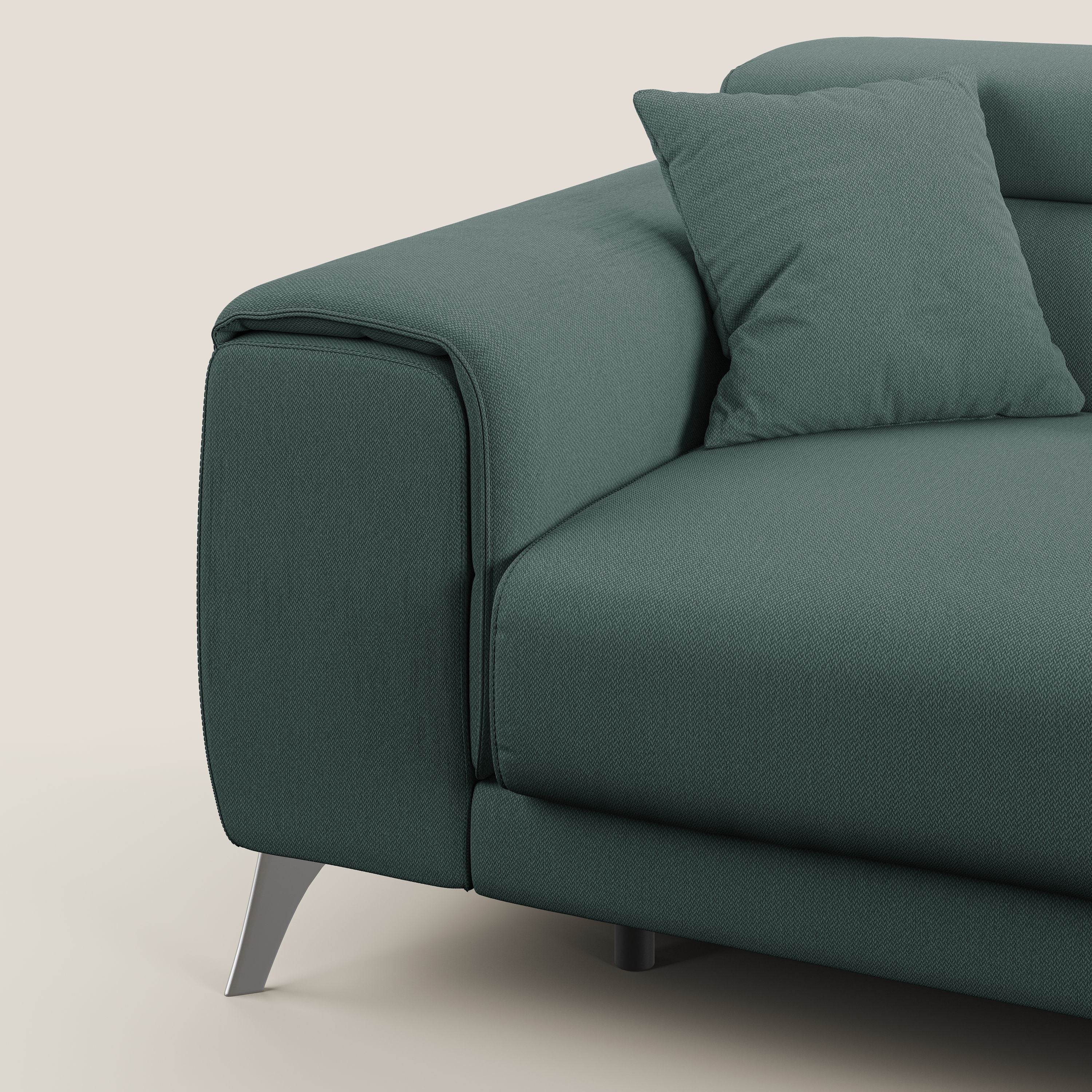 Fusion divano con sedute allungabili in tessuto smacchiabile T05 verde - divani.store