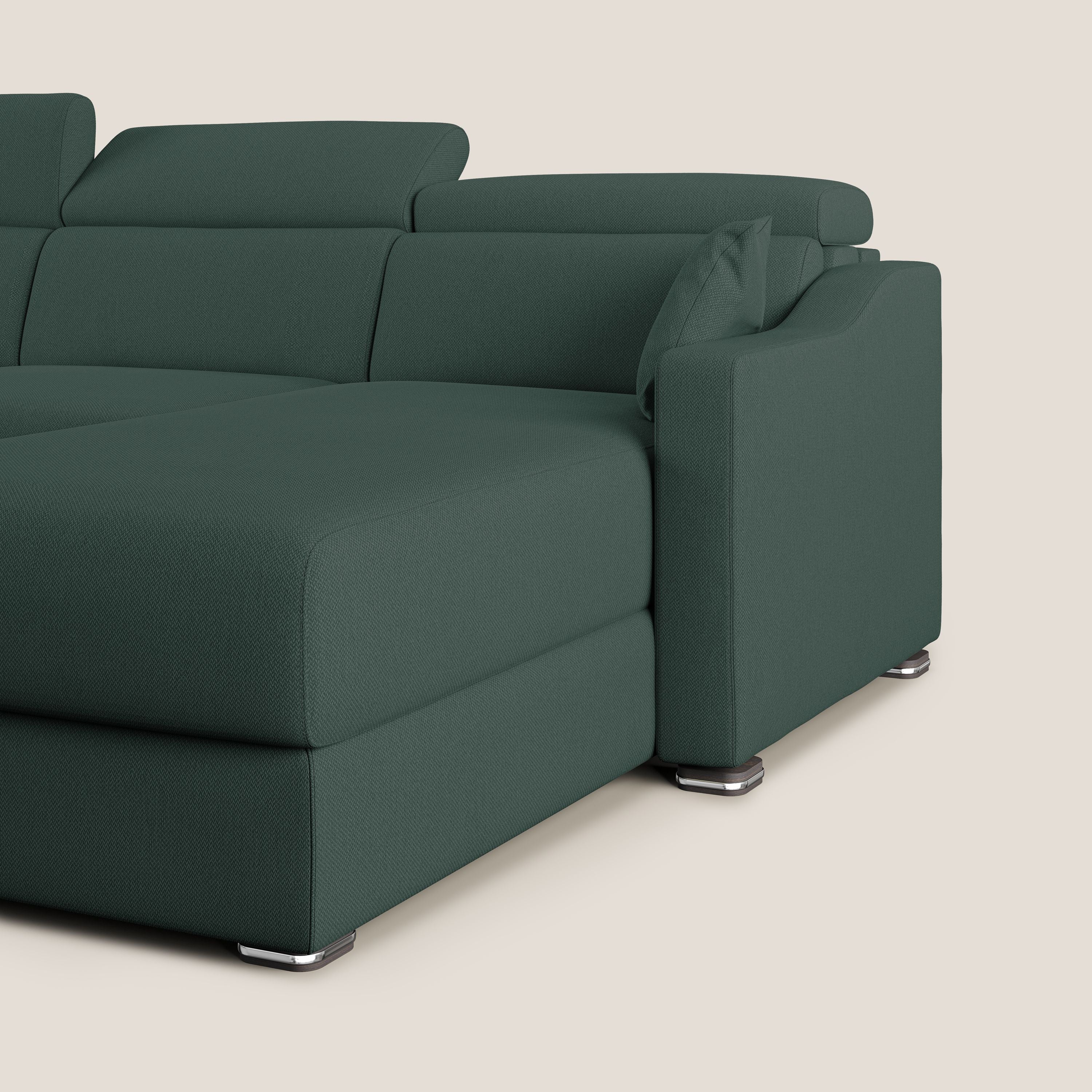 Amber divano letto angolare in tessuto smacchiabile T05 verde - divani.store