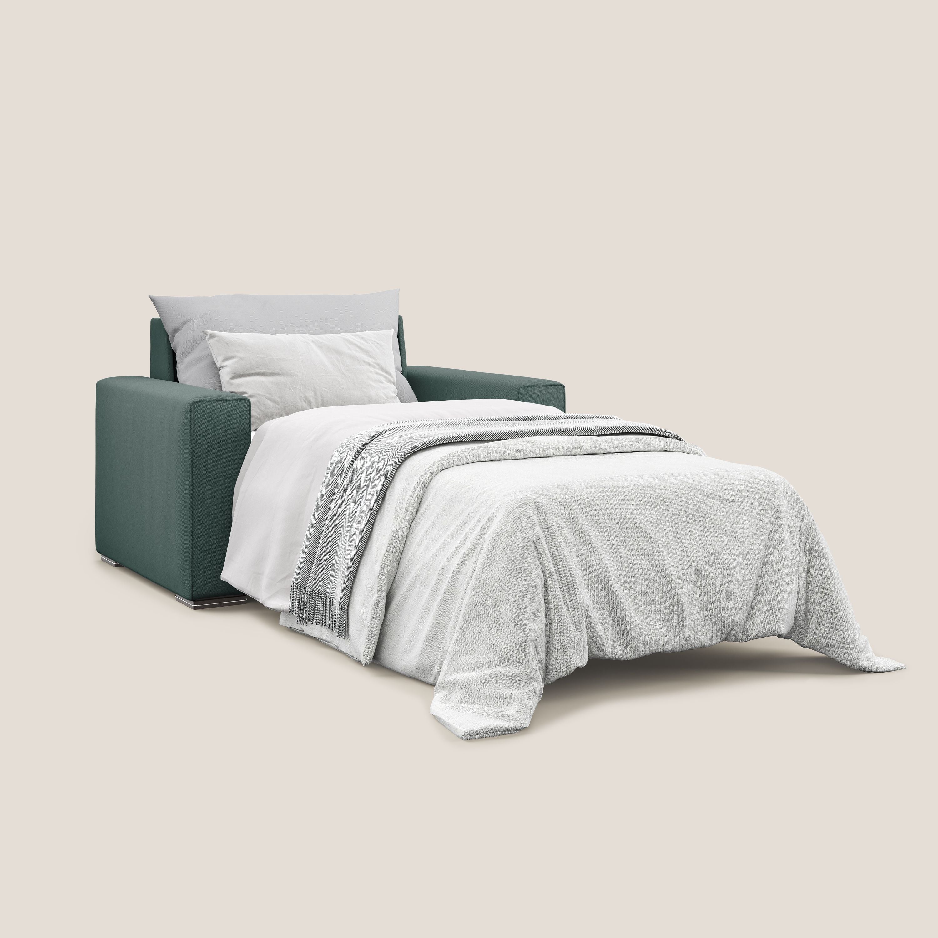 Dream poltrona letto in tessuto smacchiabile T05 verde - divani.store
