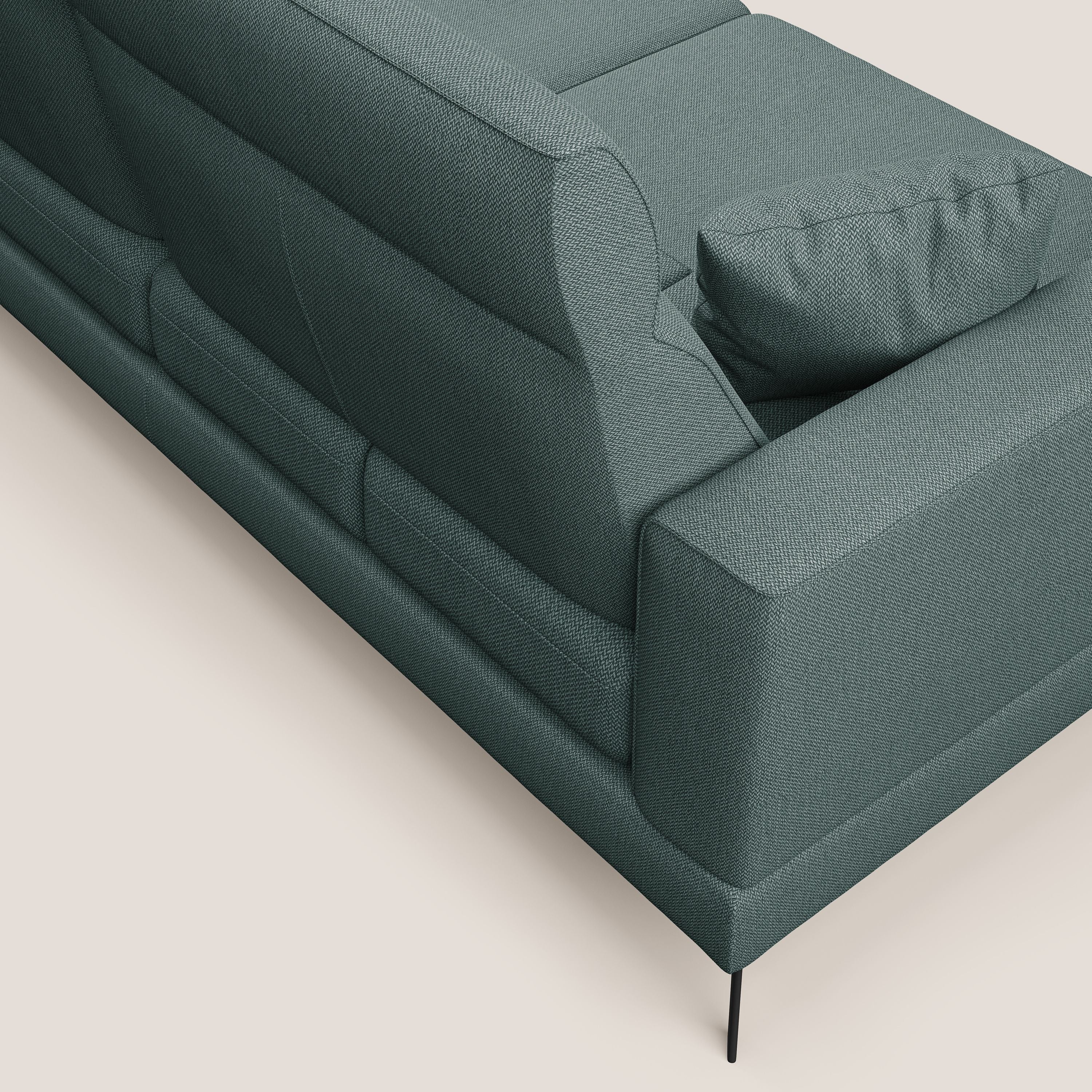 Slide Divano angolare con schienali traslanti e poggiatesta regolabili in tessuto smacchiabile T05 verde - divani.store