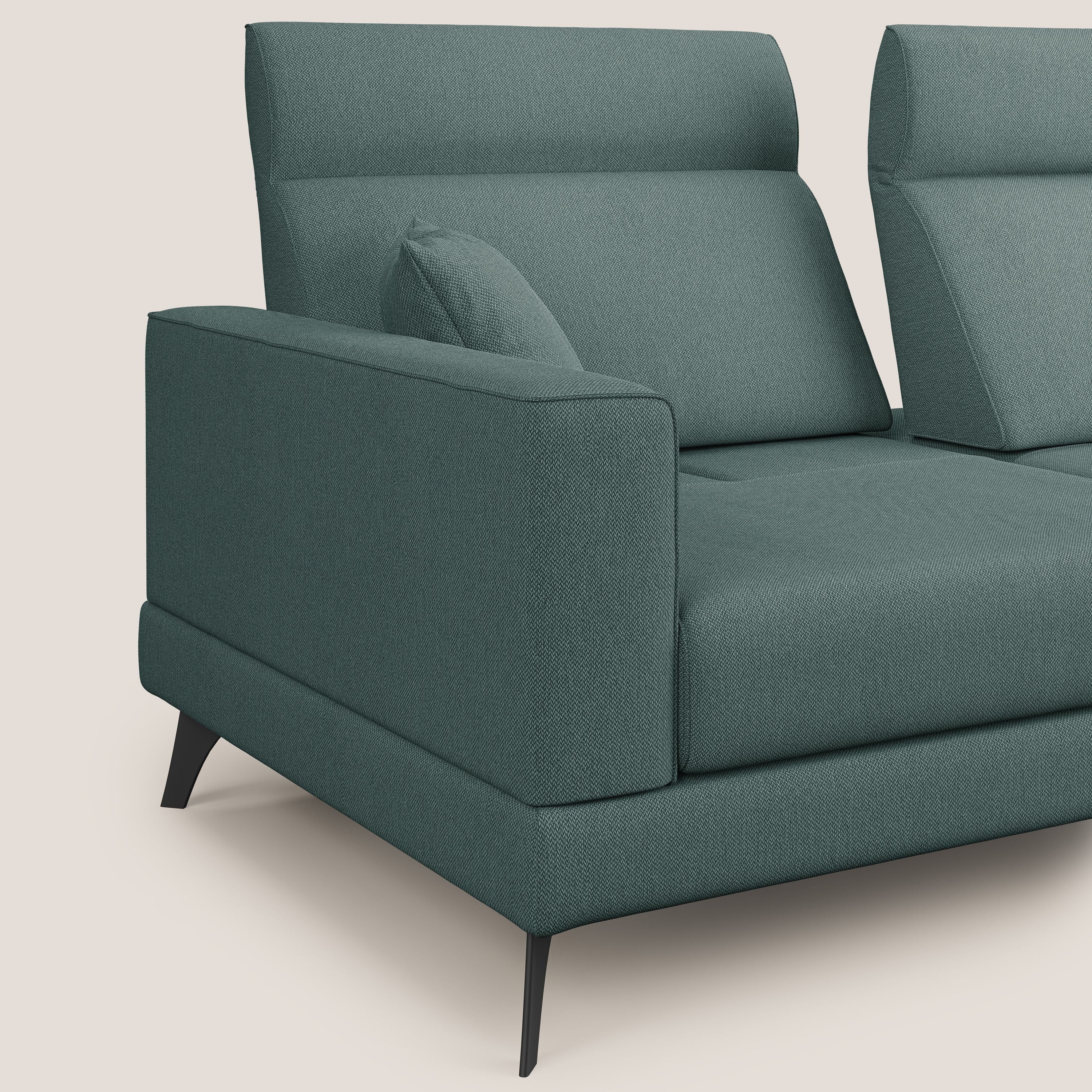 Slide Divano con schienali traslanti e poggiatesta in tessuto smacchiabile T05 verde - divani.store