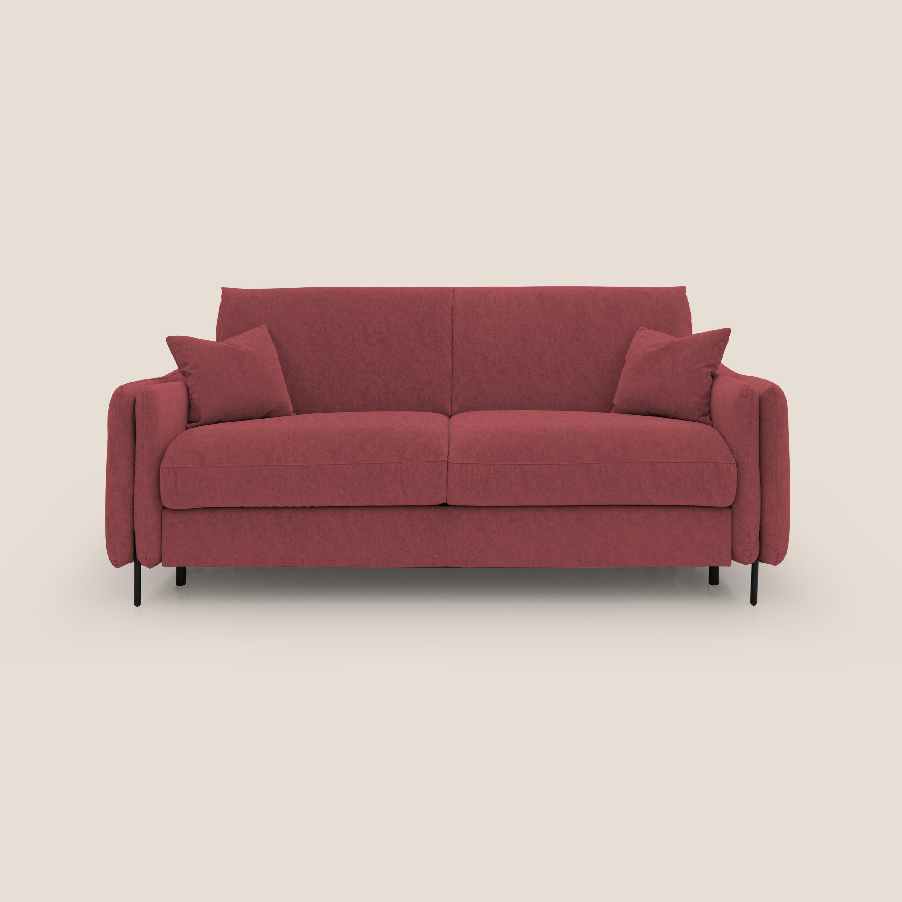 Gregory Divano letto con materasso h18 cm in microfibra effetto velluto impermeabile T09 rosso - divani.store